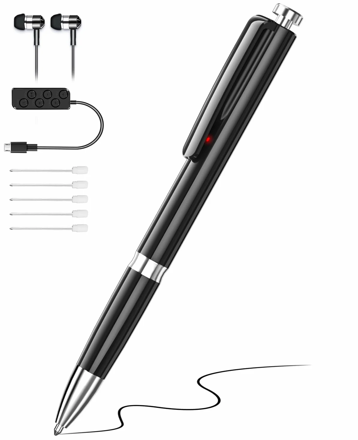 Enregistreur Vocal 64Go Ponovo Dictaphone Audio avec Activation Vocale et Réduction de Bruit pour Interviews