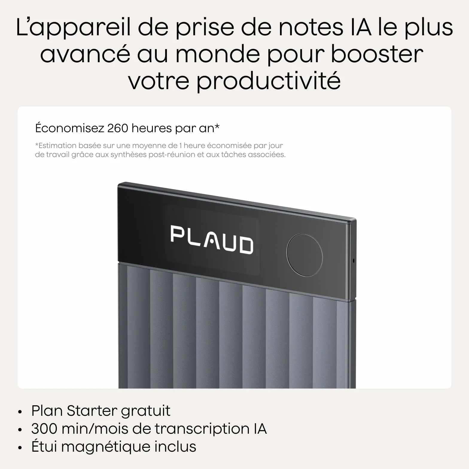 Plaud Note Pro Enregistreur Vocal IA Dictaphone Numérique avec Transcription, Résumé IA, 50h d'Enregistrement