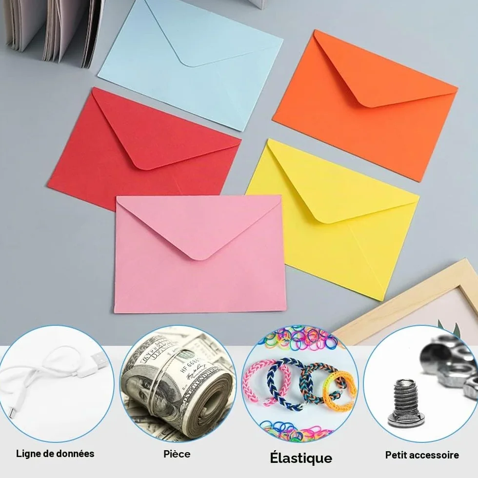 60 Pièces Enveloppes Petit Format 155x105mm - 10 Couleurs Mini Enveloppes Pour Cartes De Voeux, Invitation Mariage