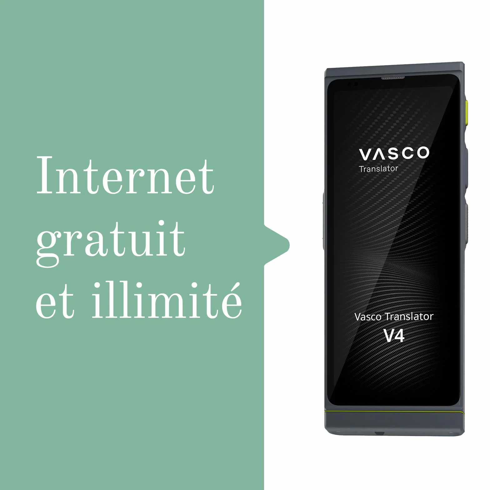 Traducteur vocal instantané Vasco V4 108 langues Internet gratuit à vie 200 pays Black Onyx