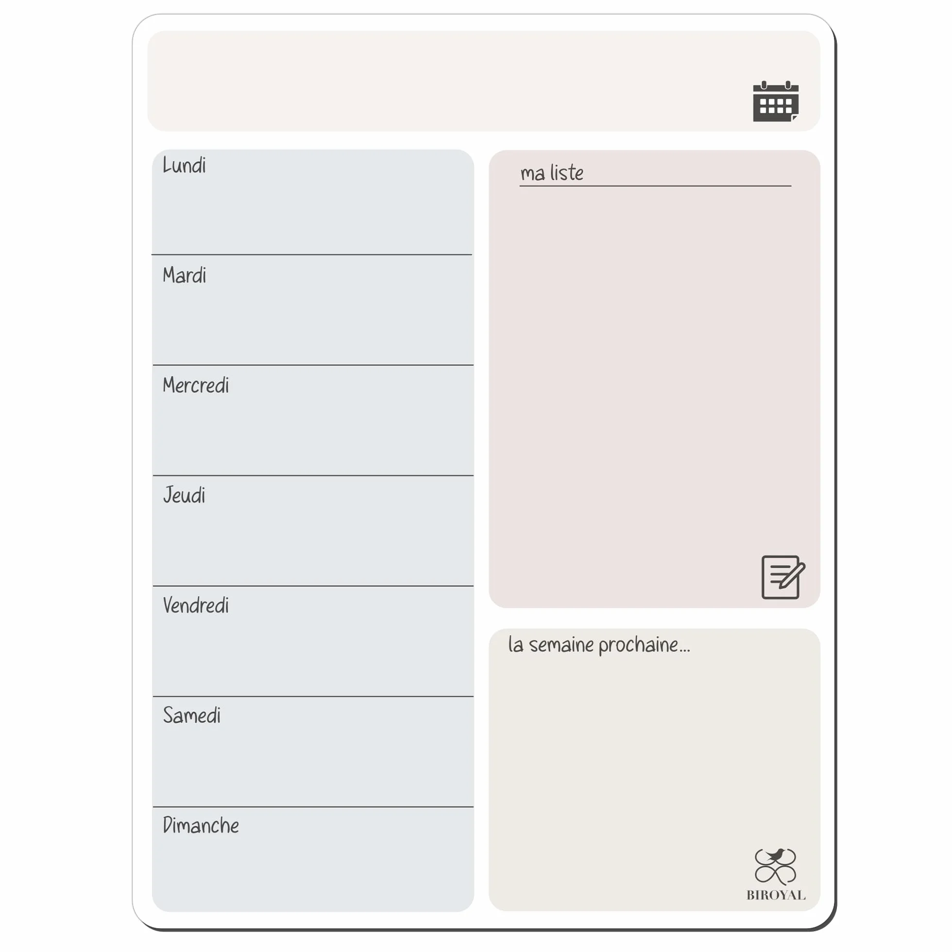 BIROYAL Calendrier Magnétique Frigo 41,7x32 cm, Grand Planning Frigo Magnetique, Tableau Planning Semainier Effaçable