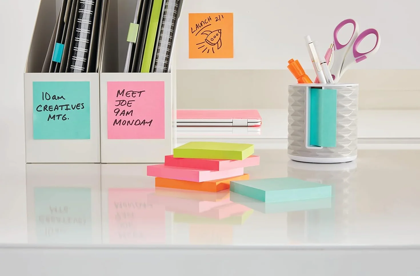 Post-it Notes Autocollantes 76 mm x 76 mm, 100 Feuilles par Bloc, Pack de 8 Blocs + 4 GRATUITS, Couleurs Energetic