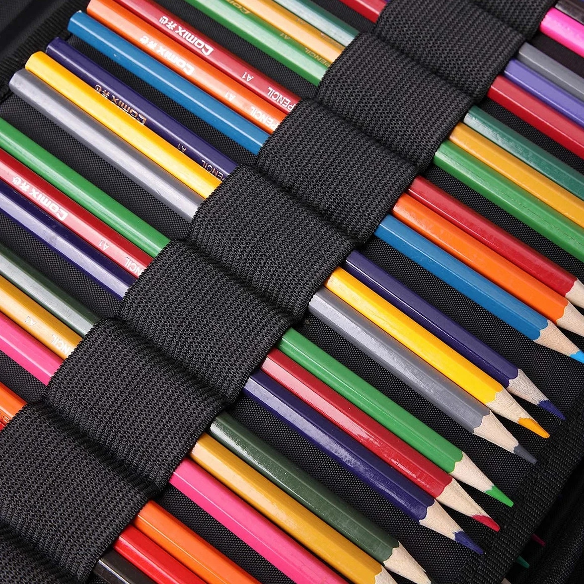 Trousse à Crayon Grande Capacité 3 Compartiments Anti-Salissant Durable Sac de Crayon pour Professionnelle