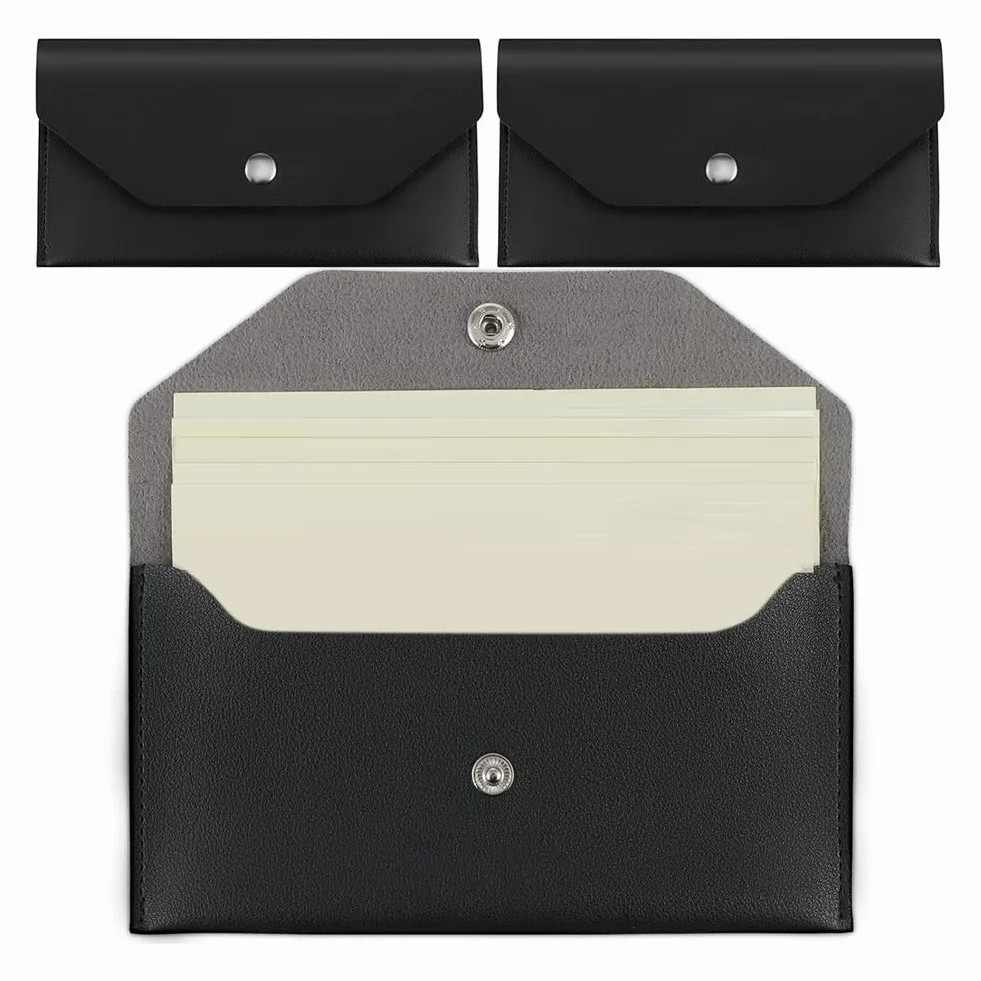 PU Enveloppes de Trésorerie en Cuir, Portefeuille d'Argent Imperméable Réutilisable, Noir