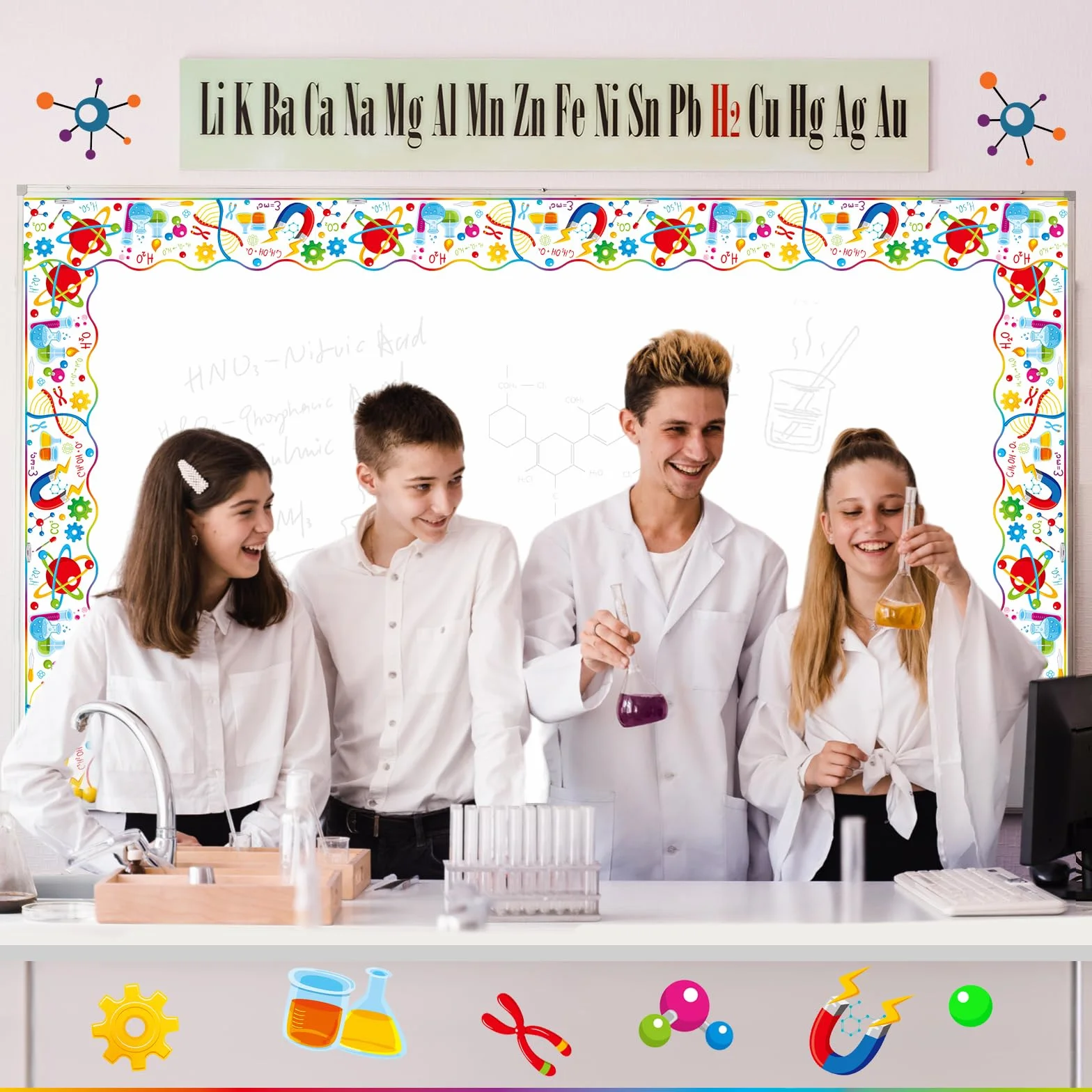Bordures de tableau d'affichage scientifique festonnée 20 m pour décoration de salle de classe