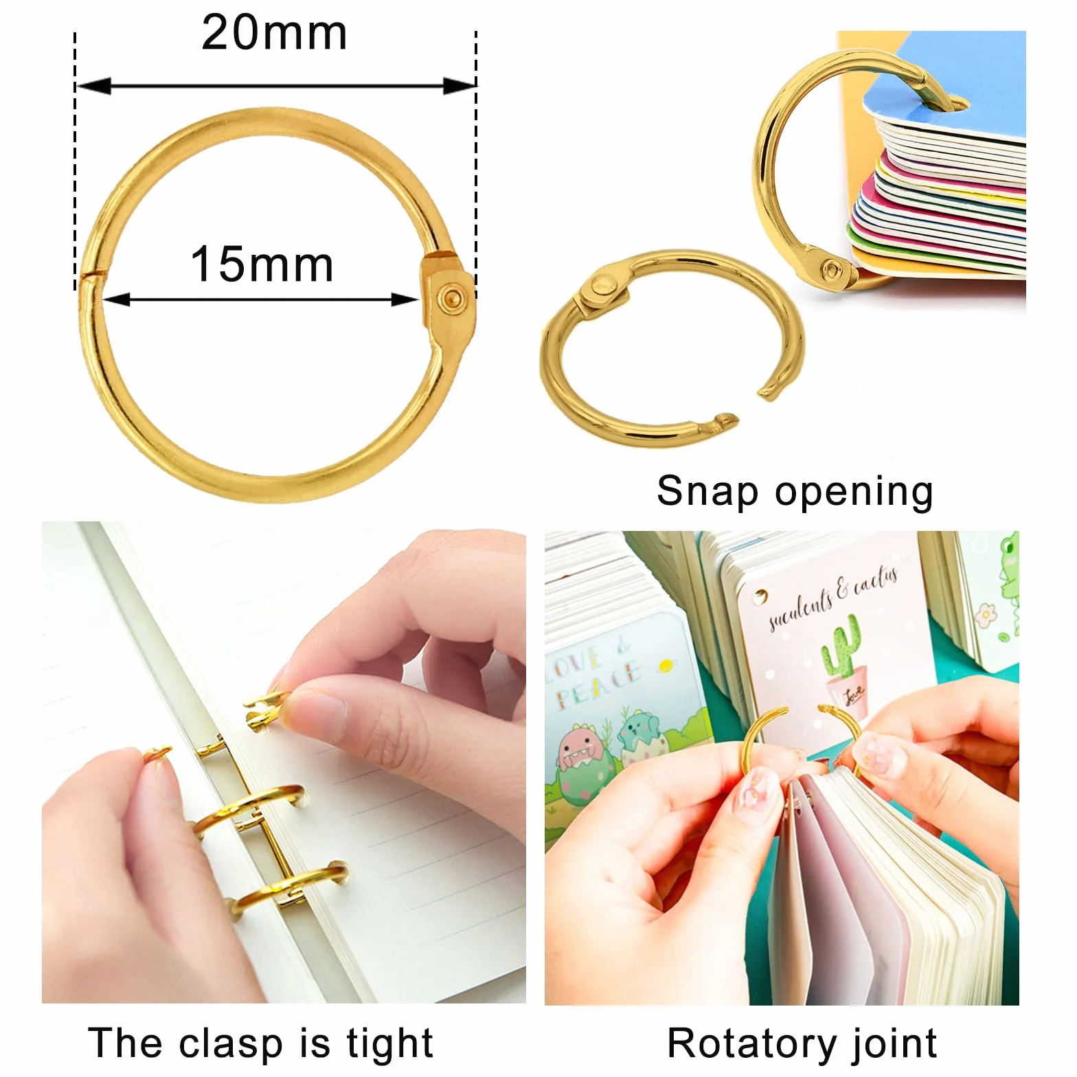 Anneaux de reliure en métal 19 mm Vegena Lot de 100 pour livres et albums de scrapbooking
