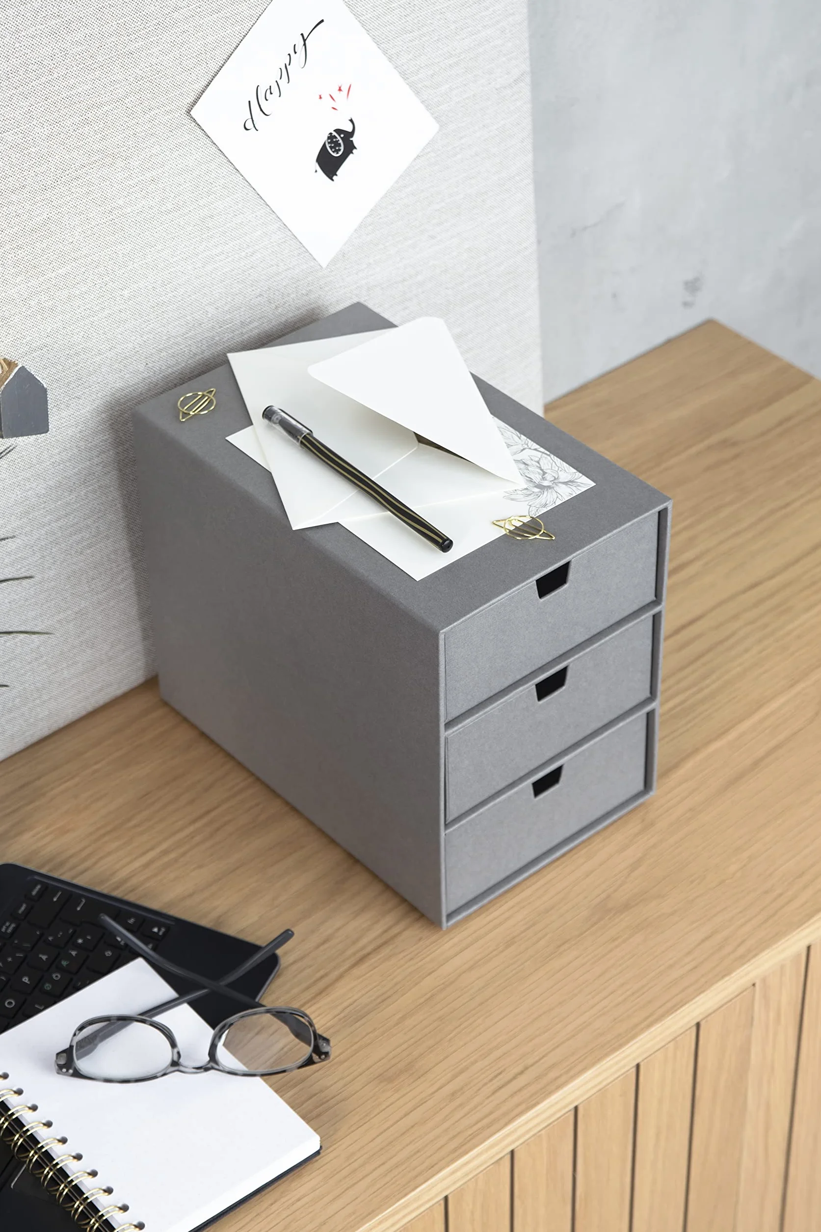 Bigso Box of Sweden organiseur bureau 3 compartiments rangement tiroir documents gris