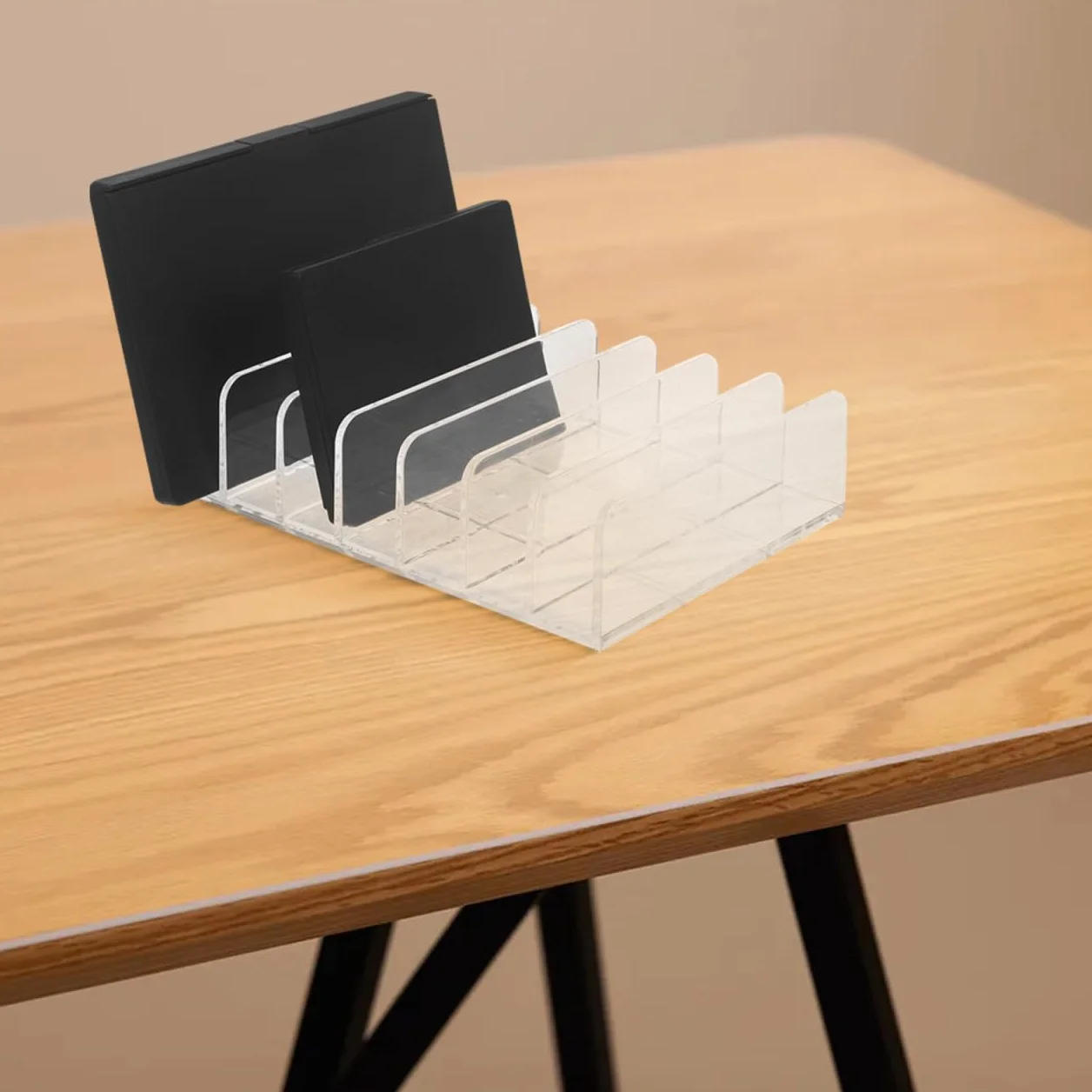 Organisateur De Courrier en Acrylique Transparent 2 Pièces 7 Compartiments pour Bureau Compact