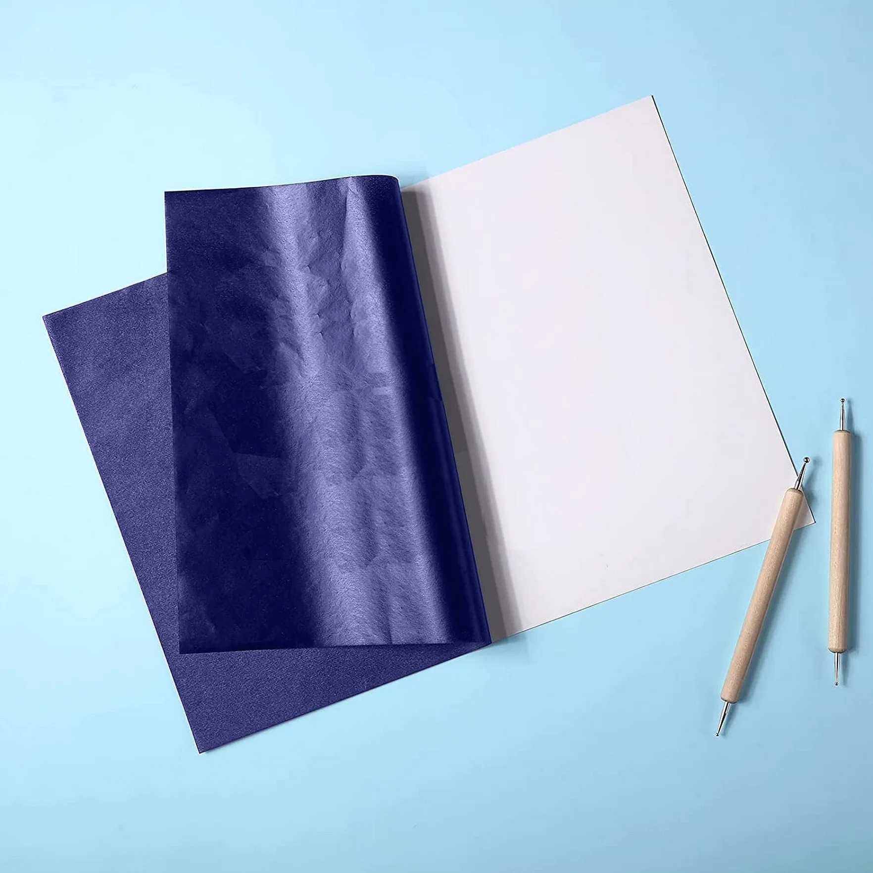 Lot de 50 Feuilles de Papier Carbone pour écriture Manuscrite Bleu Format A4