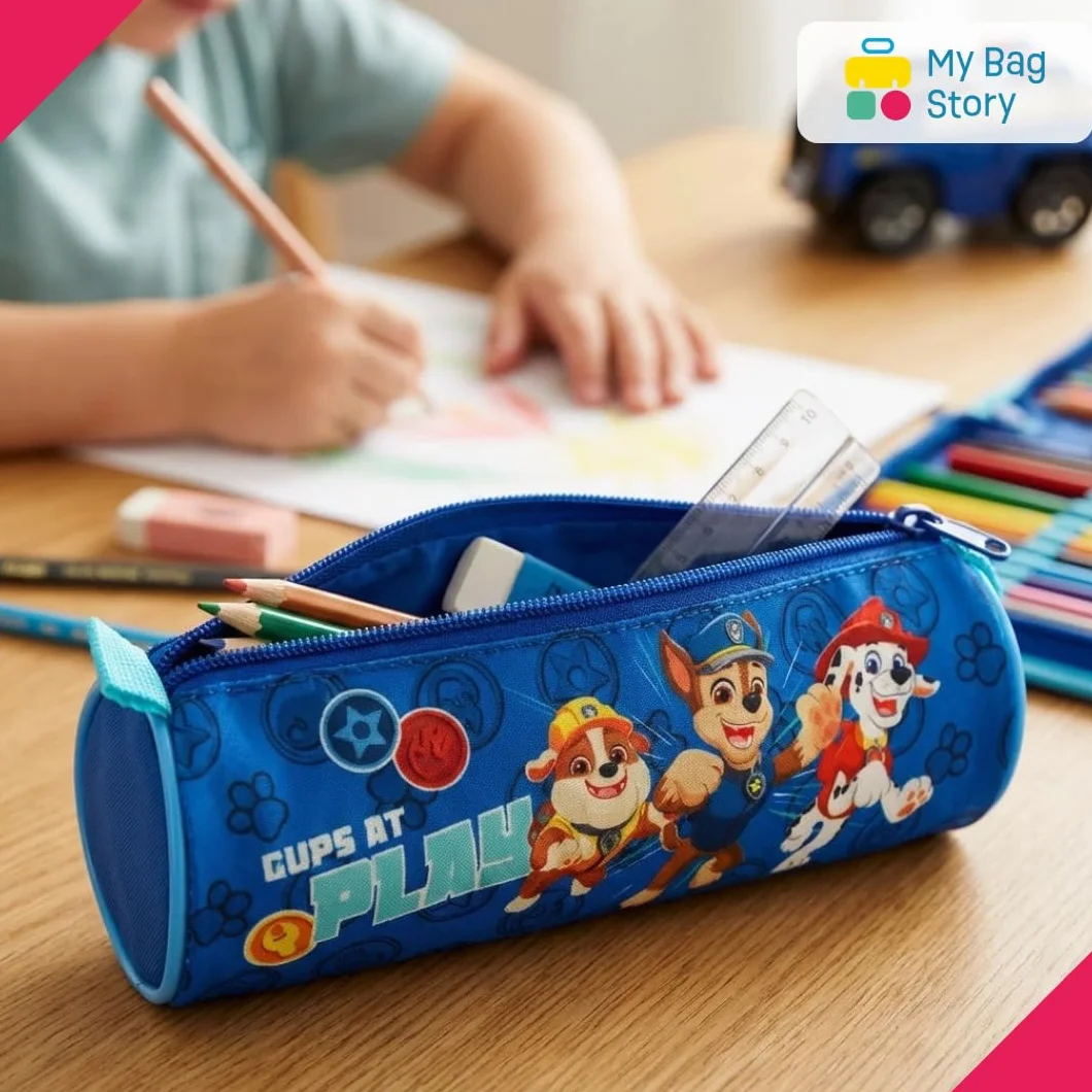 Trousse Scolaire Pat' Patrouille Héros en Mission Bleue pour Enfant avec Chase Marcus Ruben Format 21cm Robuste