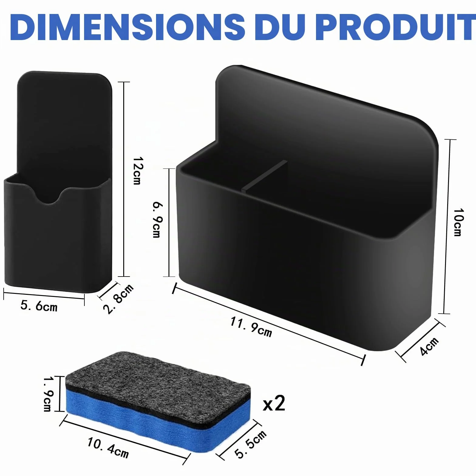Porte-stylos Magnétiques 2 Pièces avec Éponges, Accessoires pour Tableau Blanc, Support pour Marqueurs