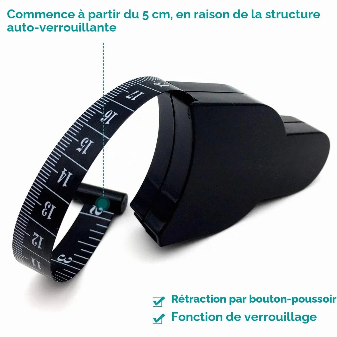 Ruban à Mesurer pour le Corps - Mètre Ruban Auto-Bloquant - Outil Précis pour Taille Poitrine Hanches Bras Cuisses - Ruban de Mesure Rétractable
