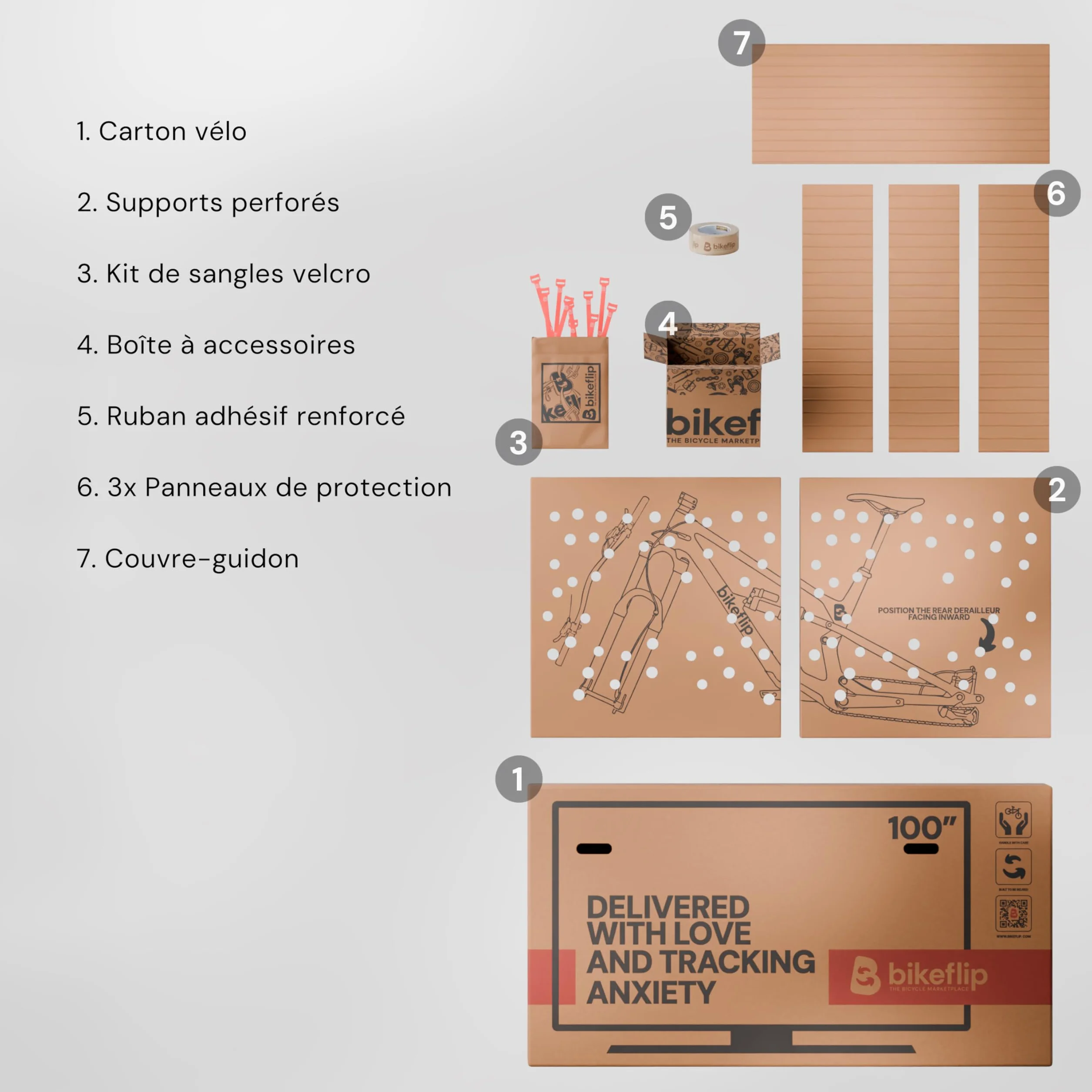 Bikeflip Carton d'Expédition pour Vélos VTT E-Bike Gravel Résistant Réutilisable