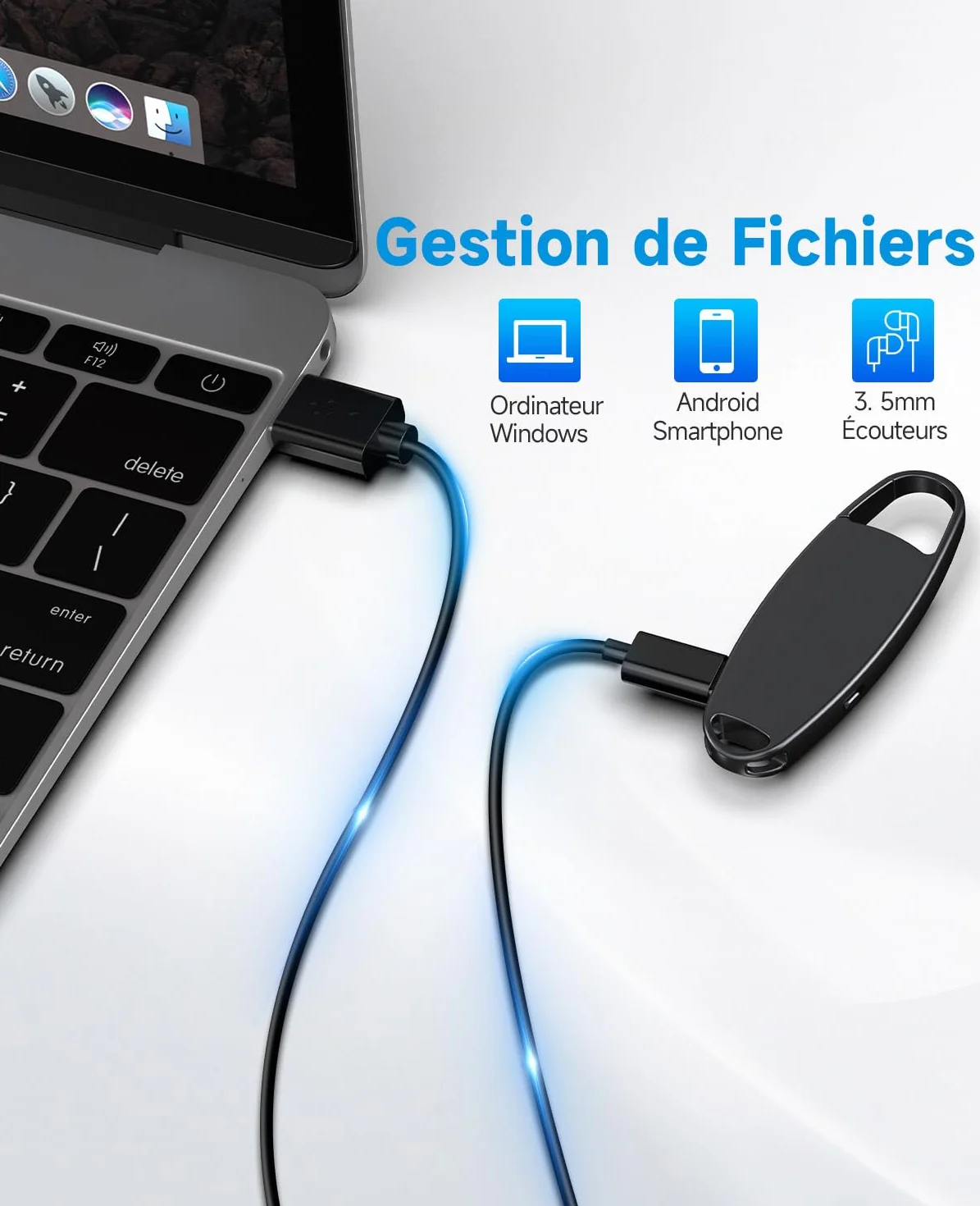 Vandlion Enregistreur Vocal 32Go HD avec Réduction de Bruit pour Conférences