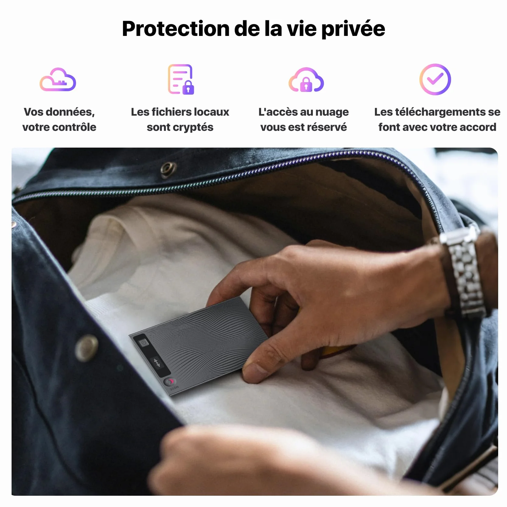 Mobvoi TicNote Enregistreur Vocal IA 64 Go Mémoire Étui Contrôle Application 100+ Langues Audio Numérique Appels Conférences Réunions