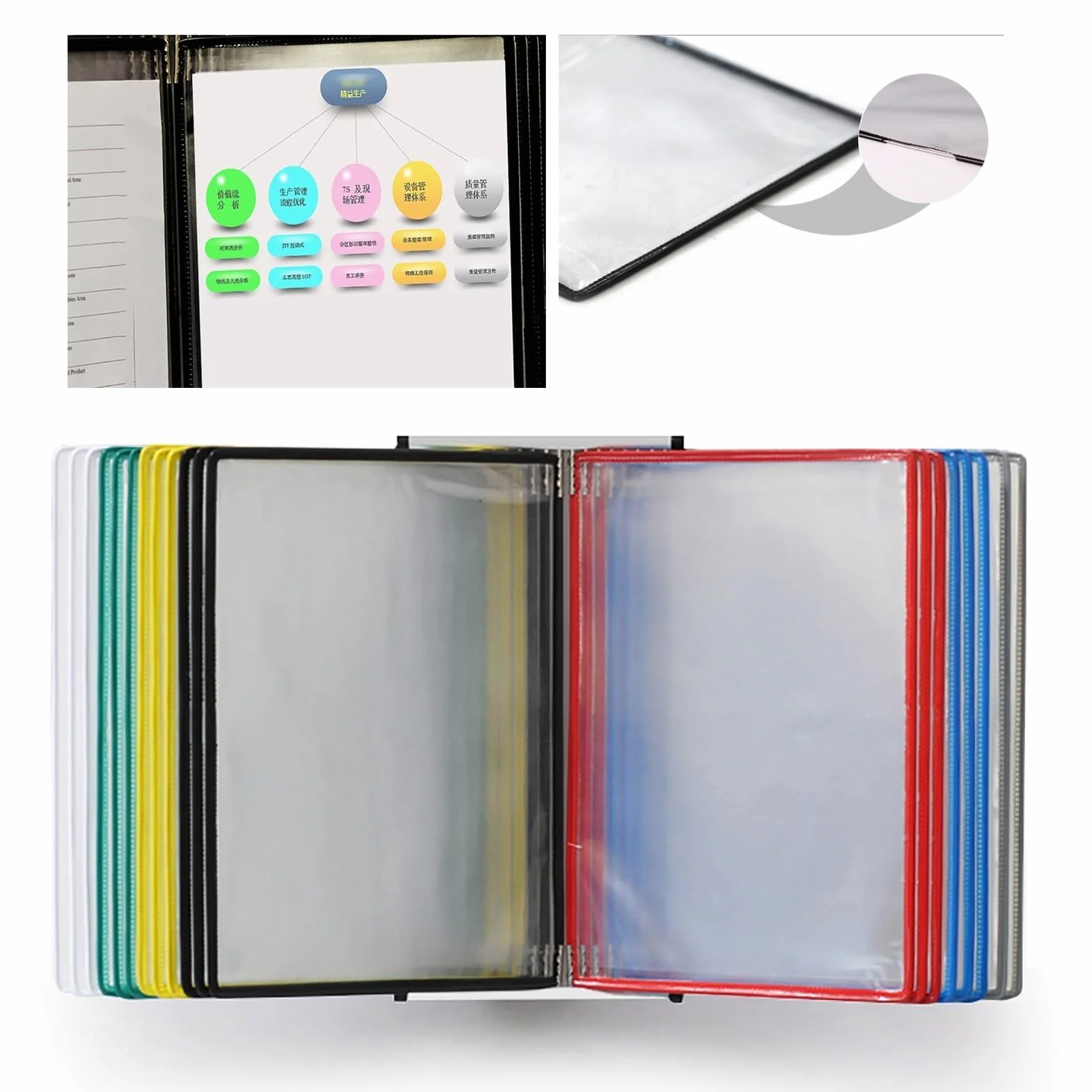 Porte Vue Detachable A4, Support Kit Mural Document Métal 40 Pochettes, Vario Coloris