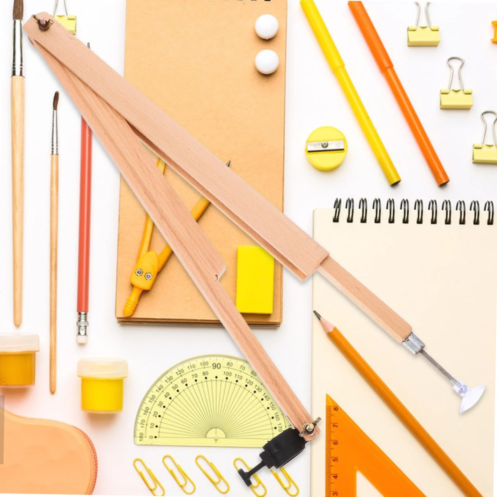 Angoily Boussole Pédagogique En Bois Compas À Dessin Grand Rayon Avec Porte-Stylo Pour Cours De Mathématiques