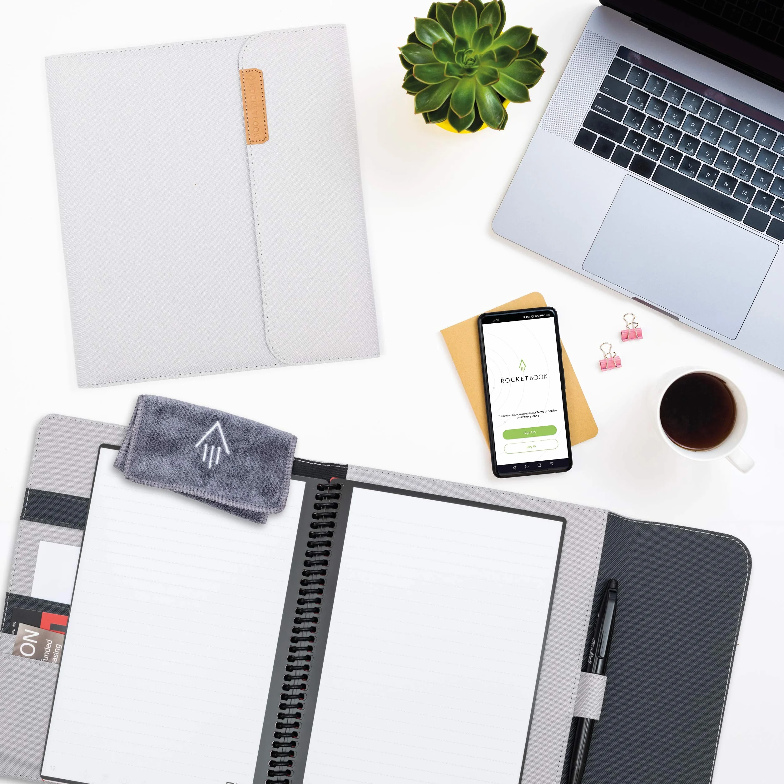 Rocketbook Capsule 2.0 Folio Cover pour Core, Panda et Fusion, Gris Format Lettre A4 21 x 29,7 cm