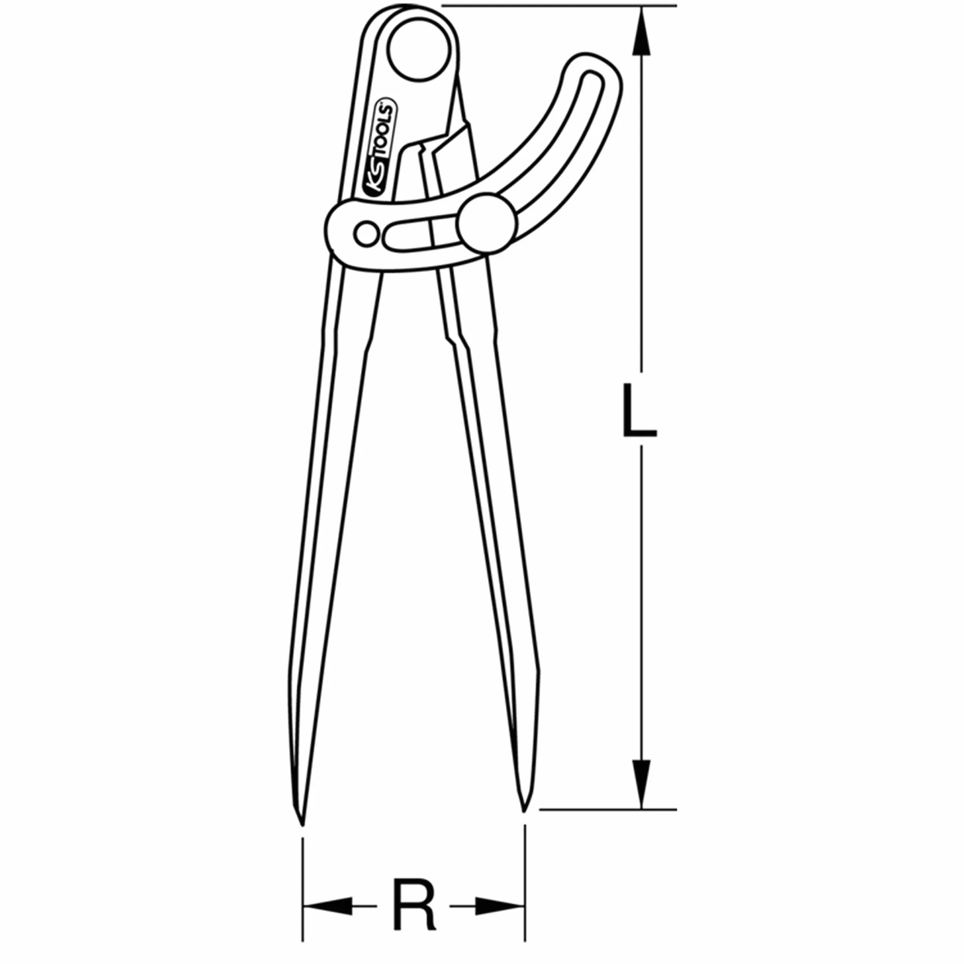 KS TOOLS Compas Pointu 200 mm Stellbogen