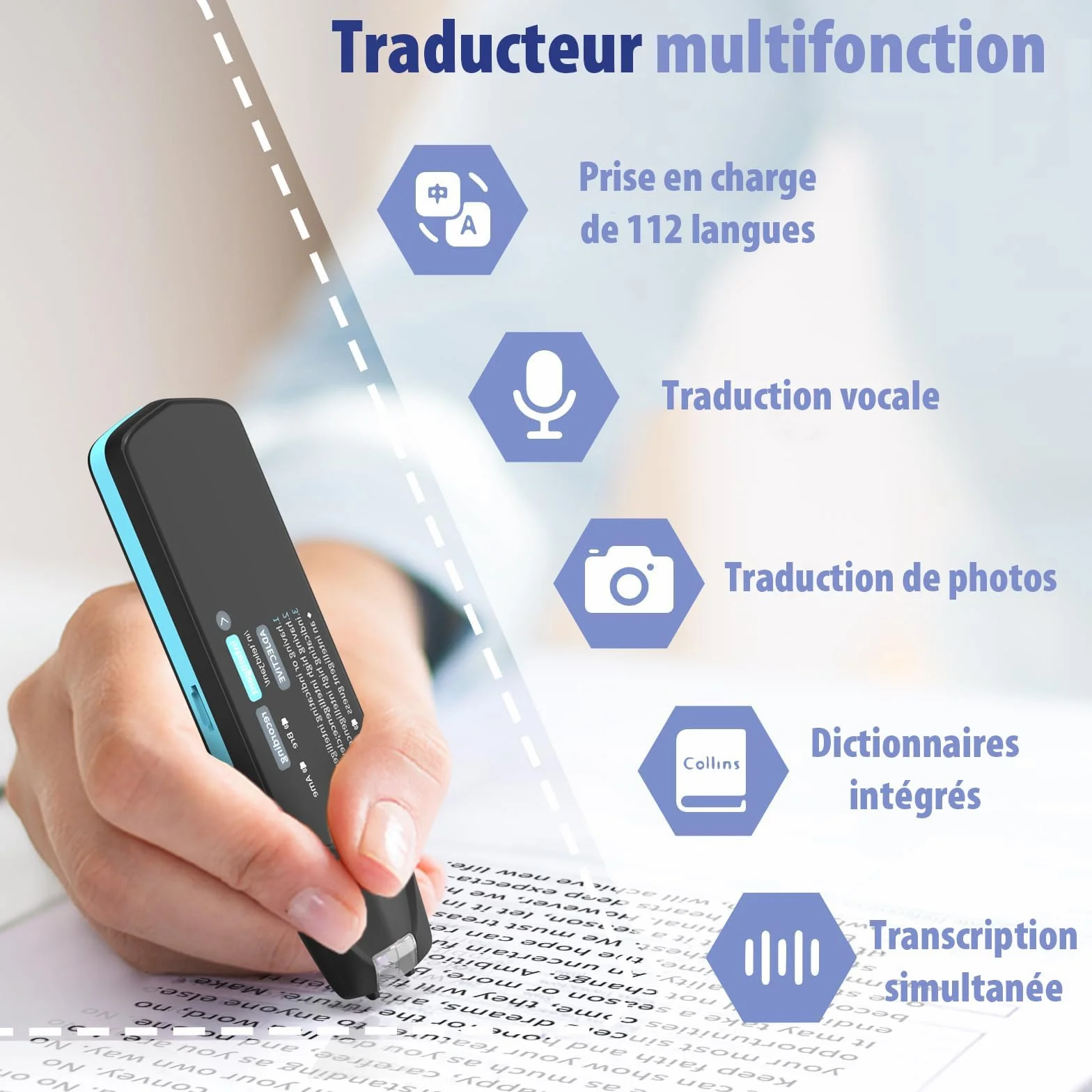 NEWYES Stylo Scanner OCR sans Fil pour Saisie de Données et Traduction Intelligent pour Étudiants