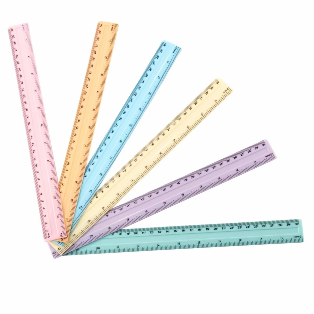Lot de 6 règles en plastique 30 cm flexible - Règle de précision pour école bureau maison
