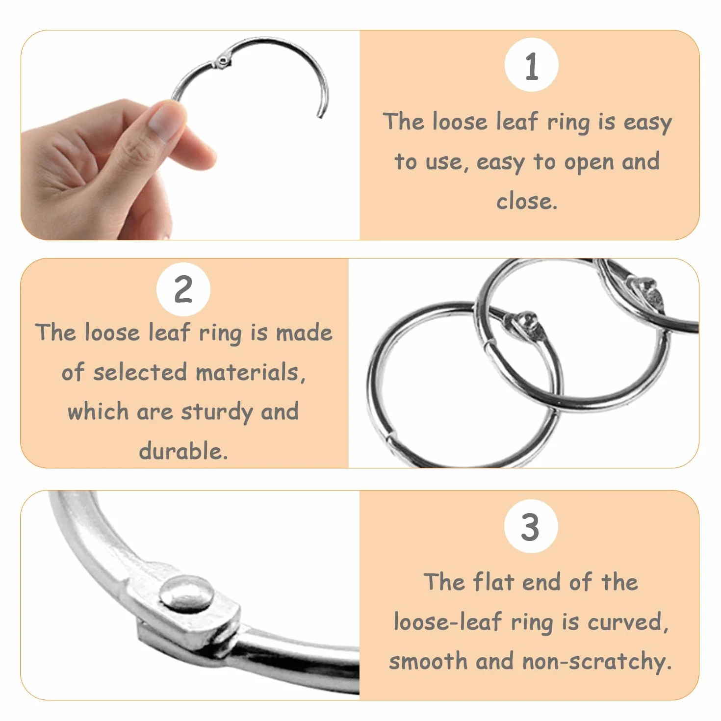 Anneaux de Reliure 20mm Métalliques Ouvrable pour Livre Classeur Scrapbooking