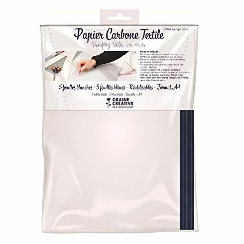 Papier carbone bleu et blanc pour textile A4 10 feuilles