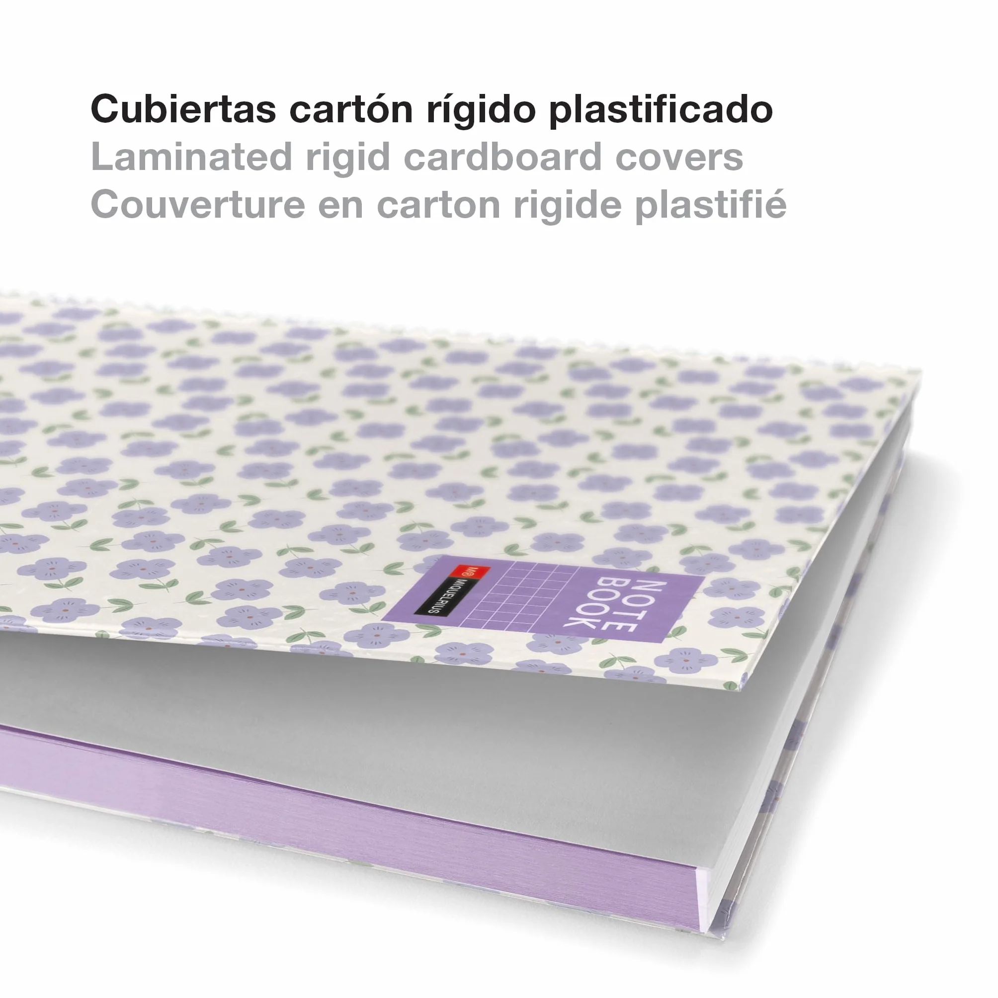 Miquelrius Cahier A4 quadrillé 5x5 mm, Couverture rigide, 80 feuilles microperforées, Papier 90 g/m², Spirale métallique, Violet