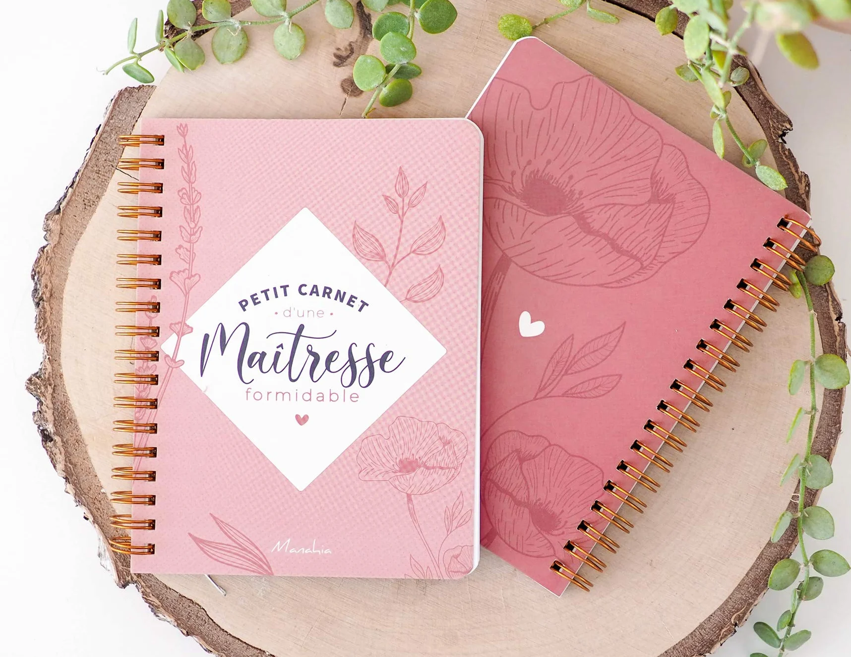 Carnet Maîtresse Formidable - Petit Carnet à Spirale 120 Pages 16x12cm Motif Feuilles