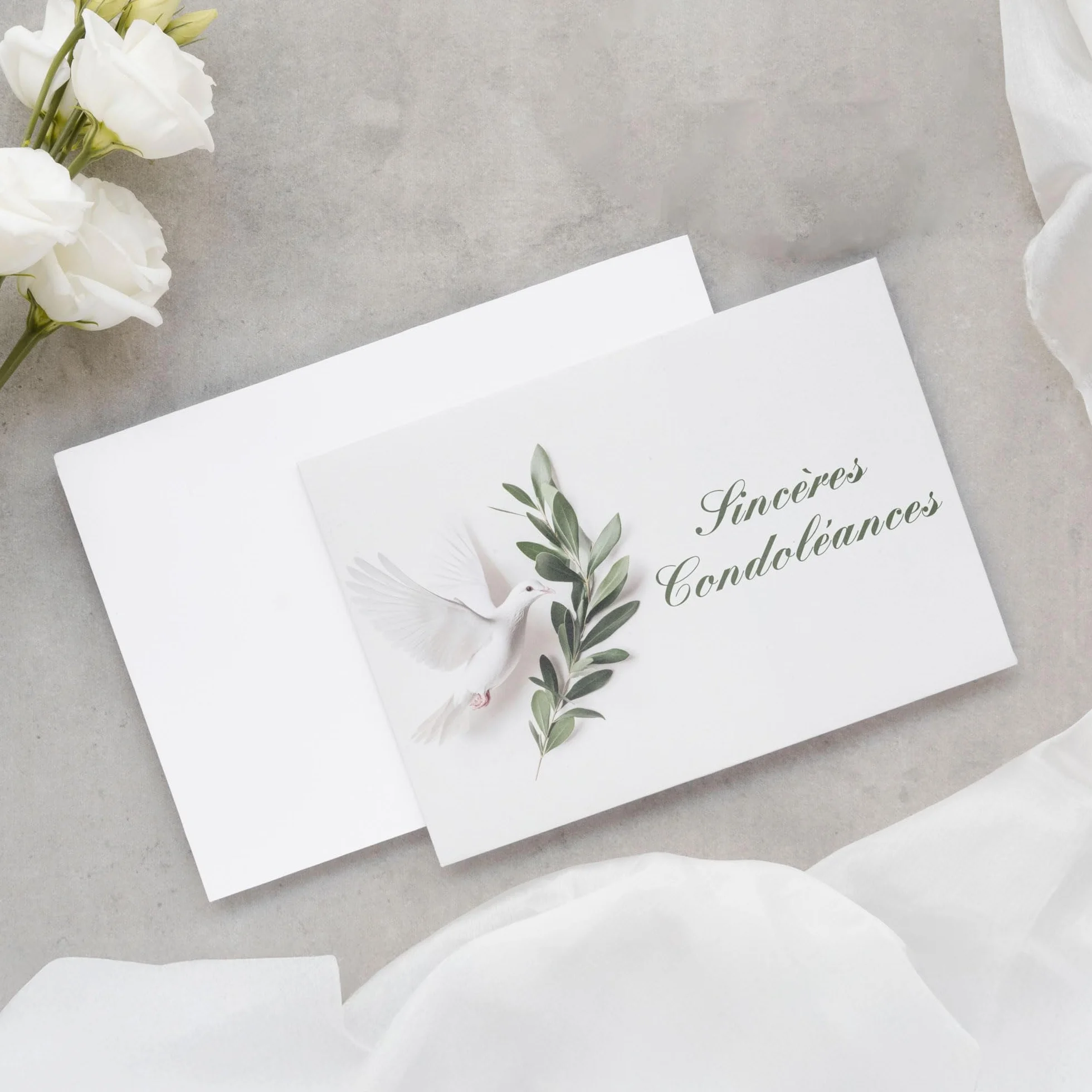 Cartes de condoléances avec enveloppes lot de 5 - Fabriquées en France - Papier écologique haut de gamme