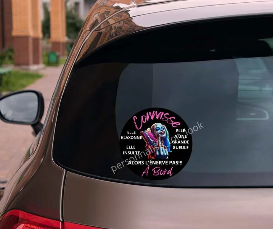 Autocollant de Voiture Humoristique Connasse à Bord Sticker Drôle Harley Q