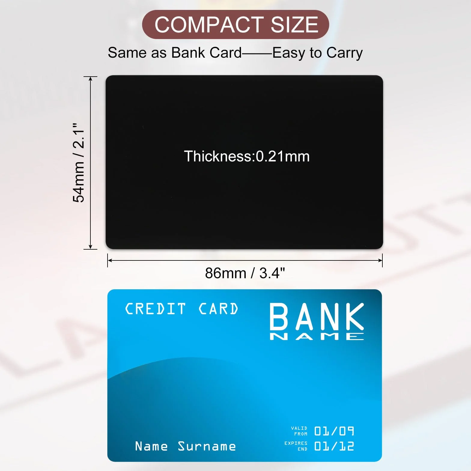PATIKIL 200 Cartes Métal Business vierges 0,21 mm Épaisseur 3.4x2.1 pouce Aluminium Laser Gravure Noir