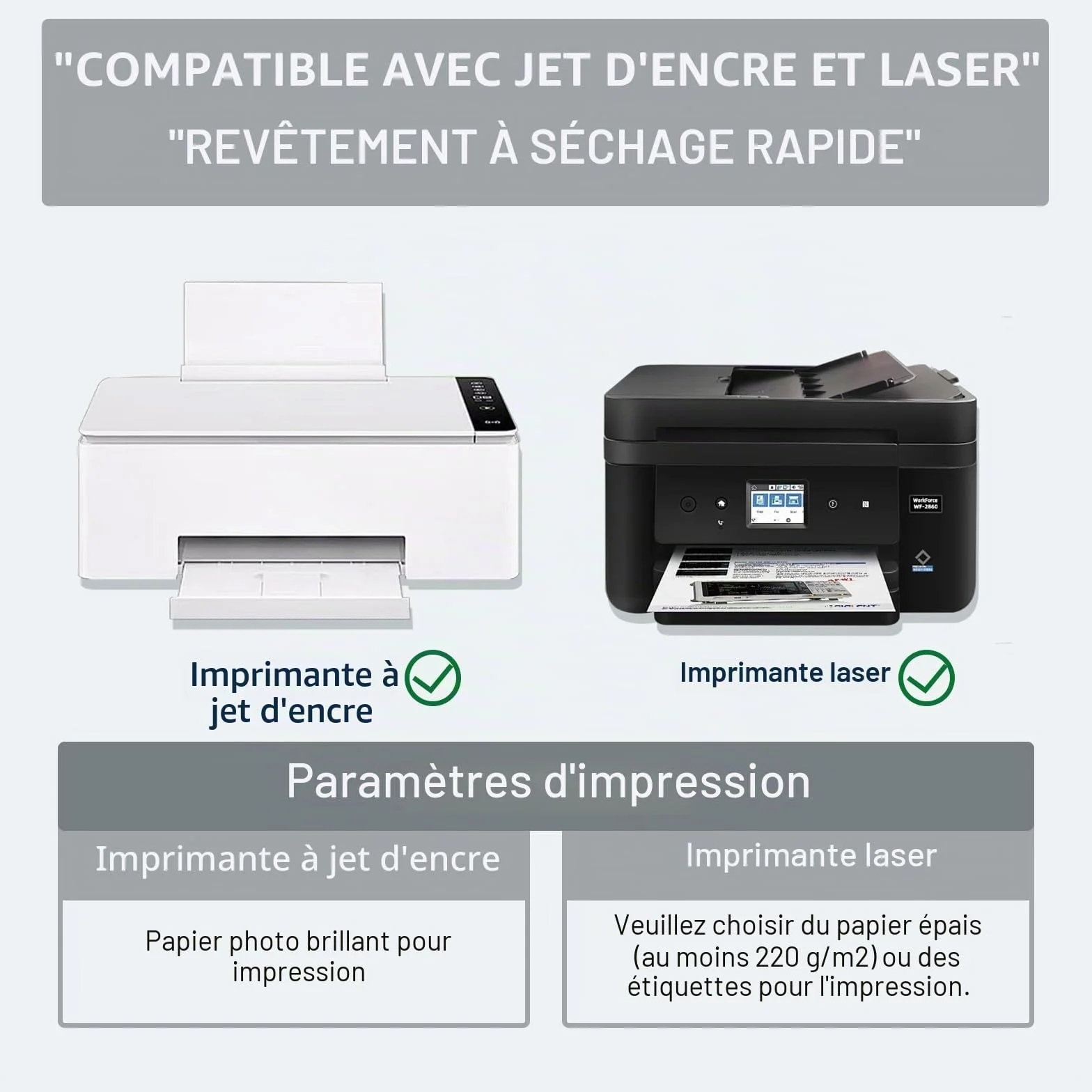 Feuilles Papier Autocollant A4 Imprimables Étanches pour Inkjet/Laser Autocollants Transparants/Blancs DIY