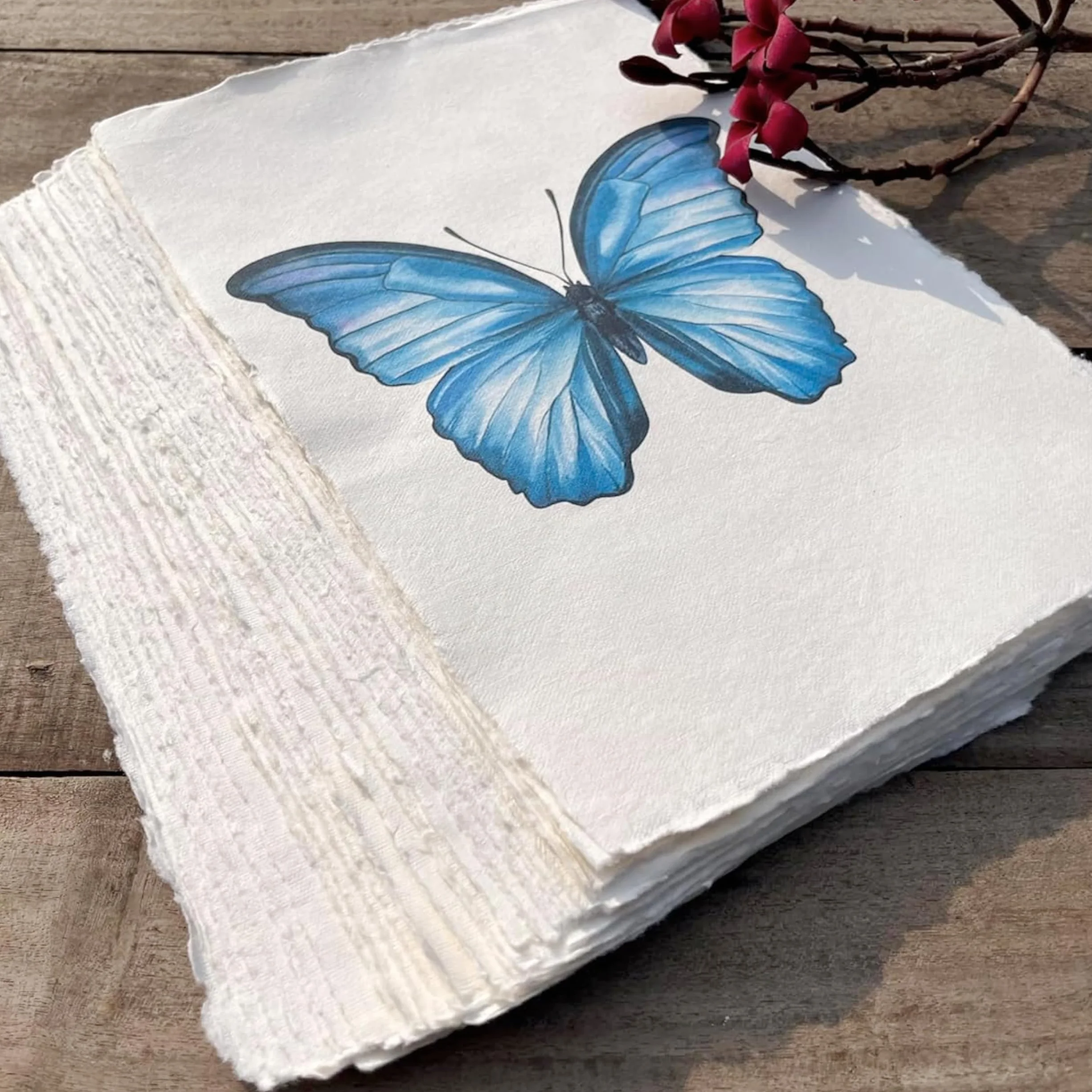 Papier A5 Crème Fait Main 150 GSM 50 Feuilles Coton Recyclé Bords Frangés 15x21 cm pour Aquarelle Écriture