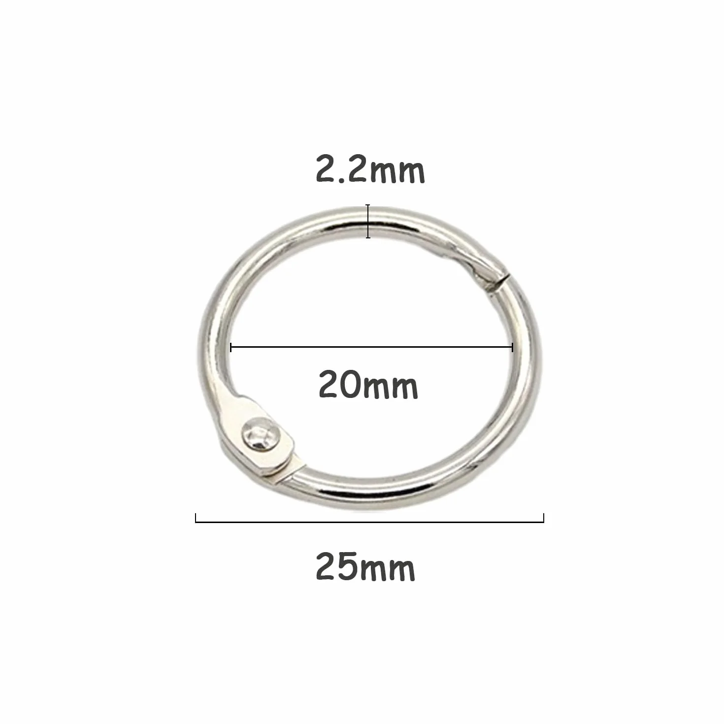 Anneaux de Reliure 20mm Métalliques Ouvrable pour Livre Classeur Scrapbooking