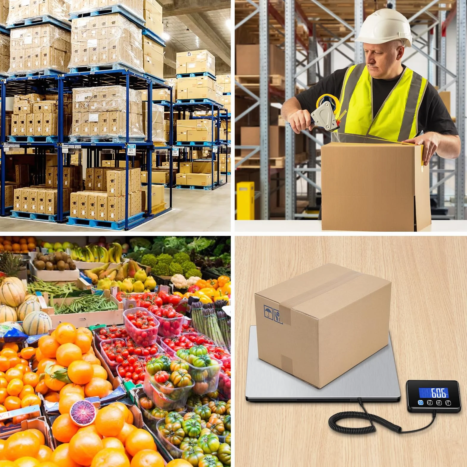 Balance Colis Numérique 300kg/20g avec Fonction Hold/Tare, Écran LCD Externe, Professionnelle pour Industrie et Entreprise
