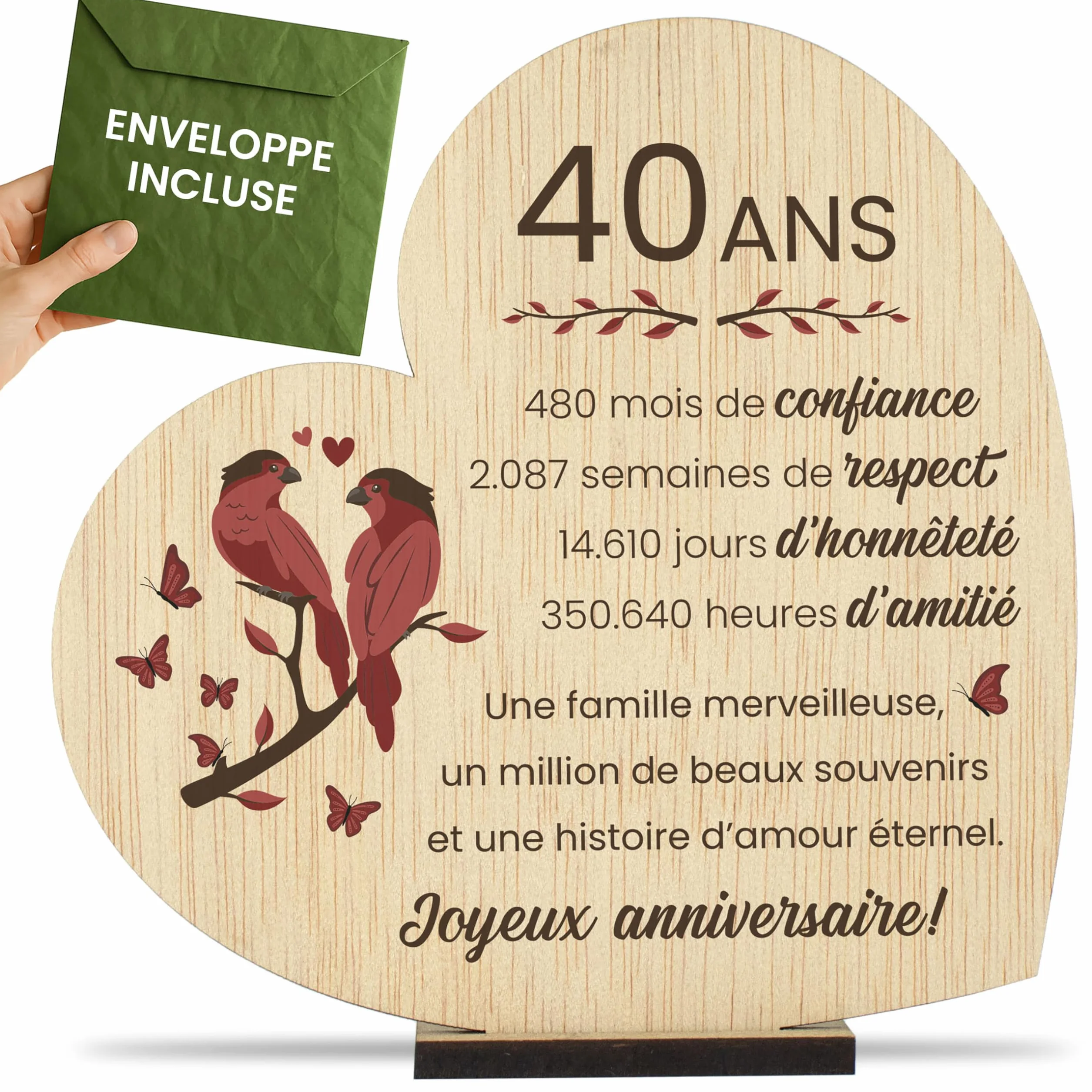 CONTRAXT Cadeau 40 Ans de Mariage Noces d'Émeraude Idée Originale pour 40ème Anniversaire
