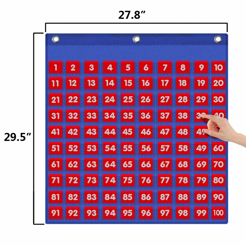 Eamay Carte de poche 130 cartes numérotées 1-100 pour enseignants classe maison (100 poches)
