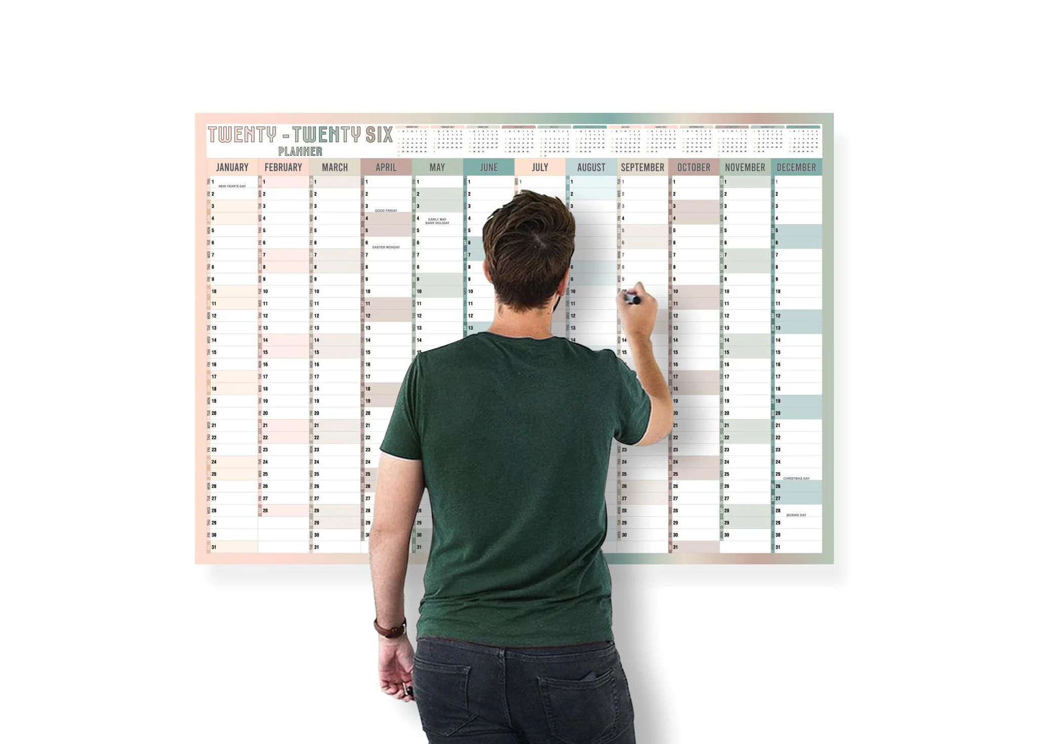 Planificateur Mural A1 2026 Calendrier Mural Grand 59,4x84,1cm Janvier à Décembre Planificateur Annuel