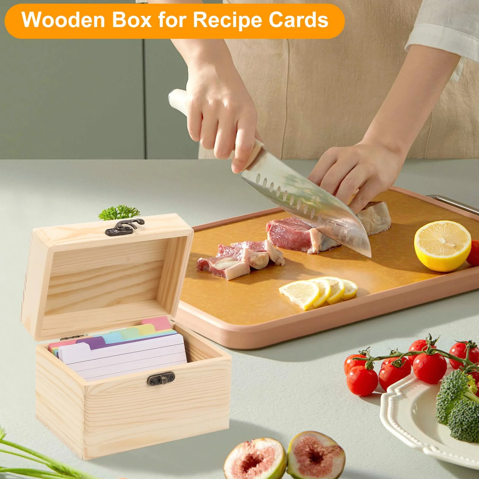 Caisse en bois A6 robuste 15 x 10,4 x 10 cm avec 150 jetons boîte de recettes pour voyage vocabulaire apprentissage