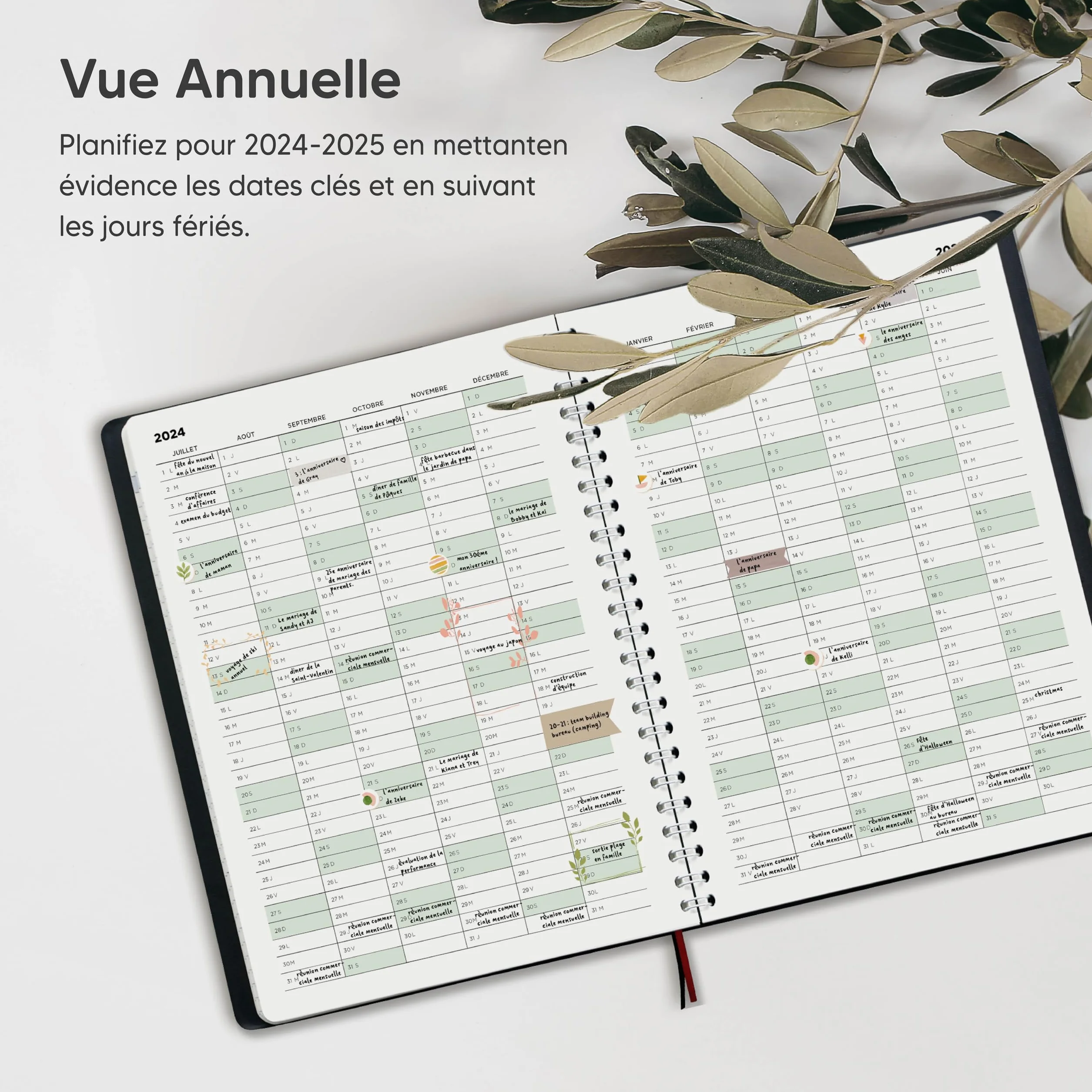 SmartPanda Agenda 2024-2025 Semainier A5 Couverture Souple Français