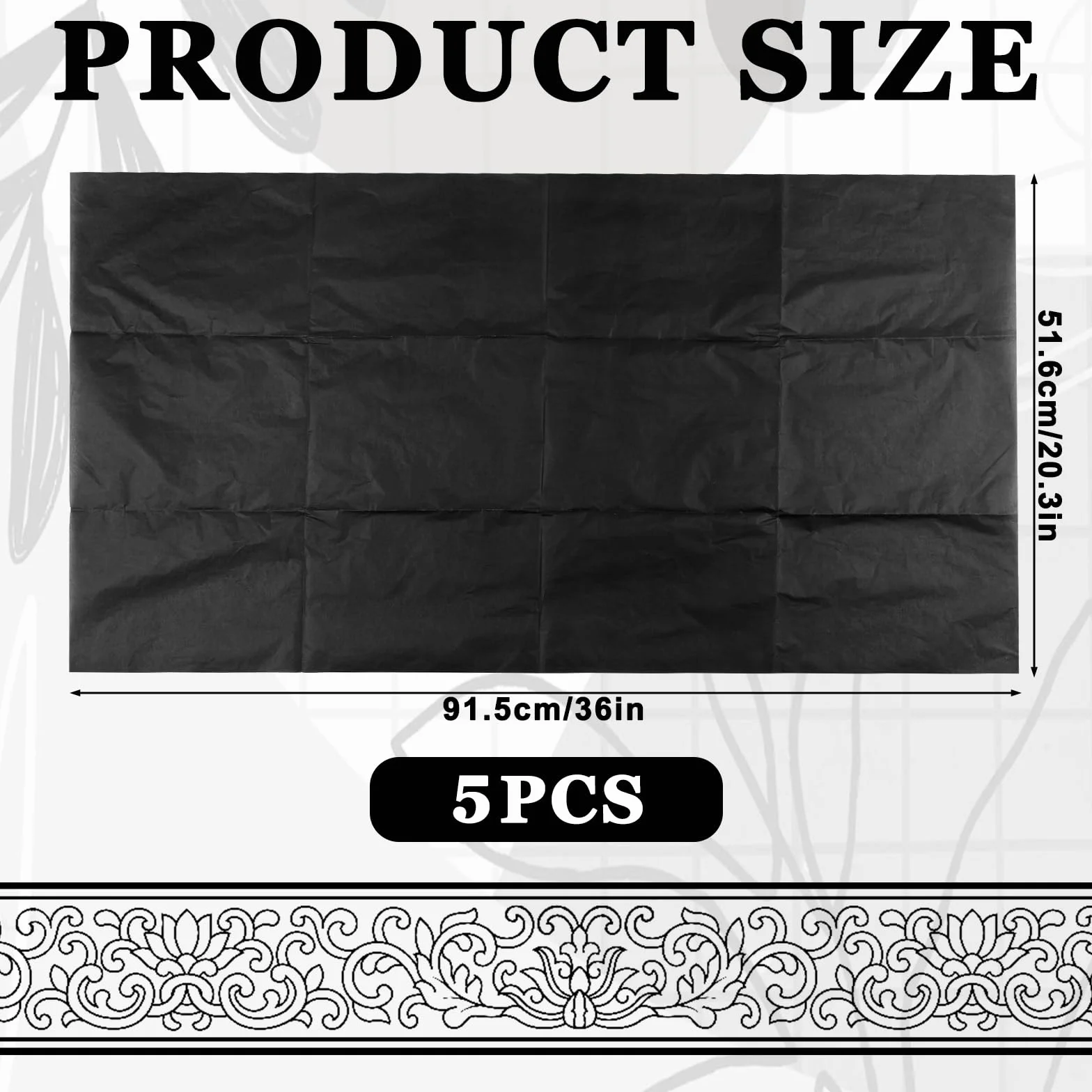 Papier carbone ciré noir 50,8 x 91,4 cm lot de 5 feuilles pour dessin traçage transfert