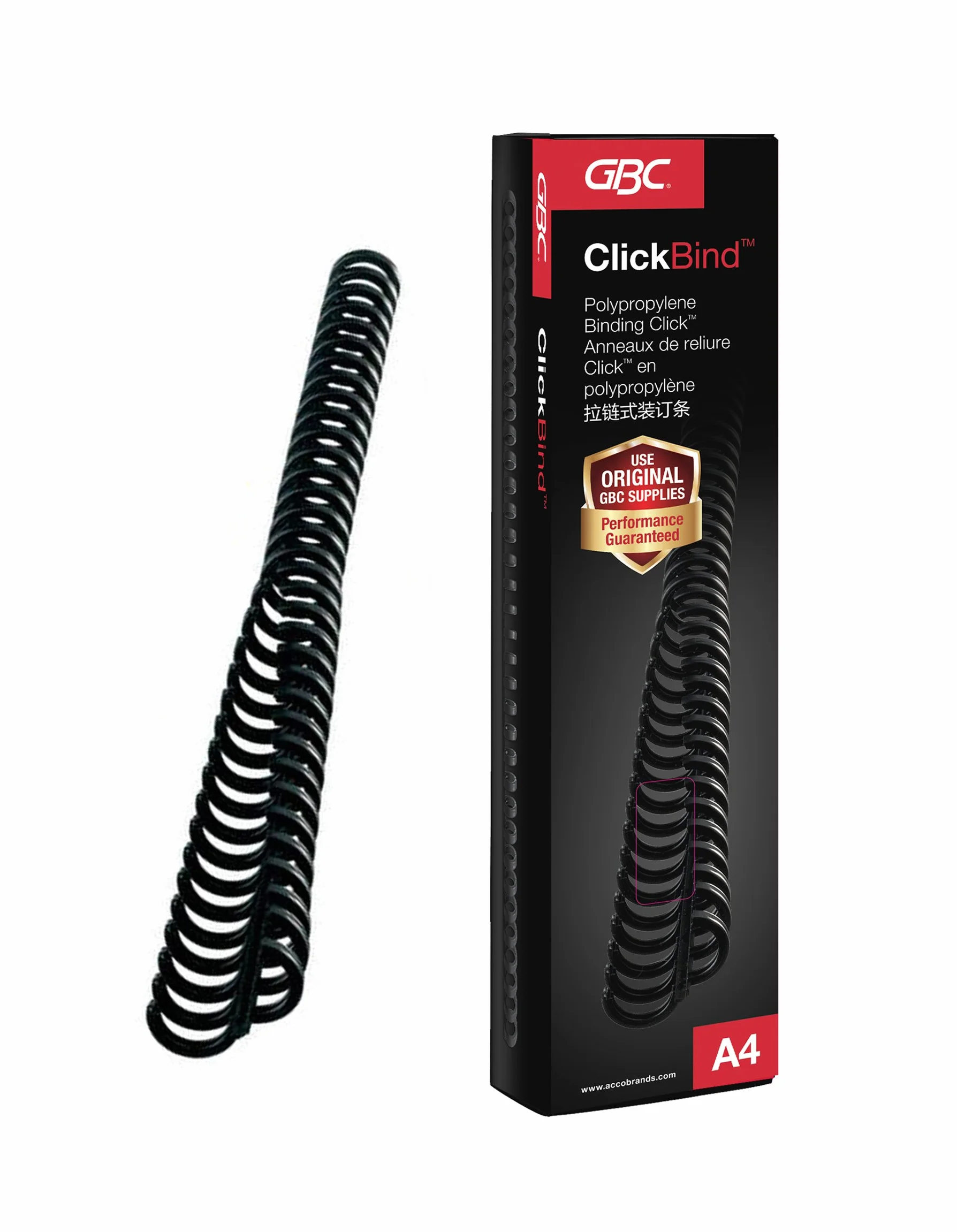 GBC ClickBind Peignes 50 pcs A4 8 mm 45 feuilles Ouverture 360° Noir