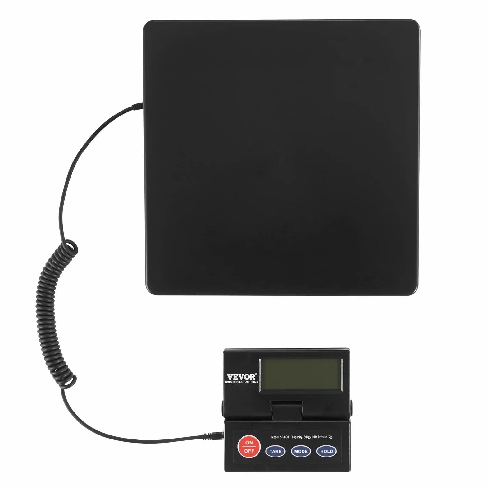 VEVOR Balance Postale Numérique 50 kg Pèse-colis de Précision 2 g avec Tare Maintien Écran LCD Pliable 90°