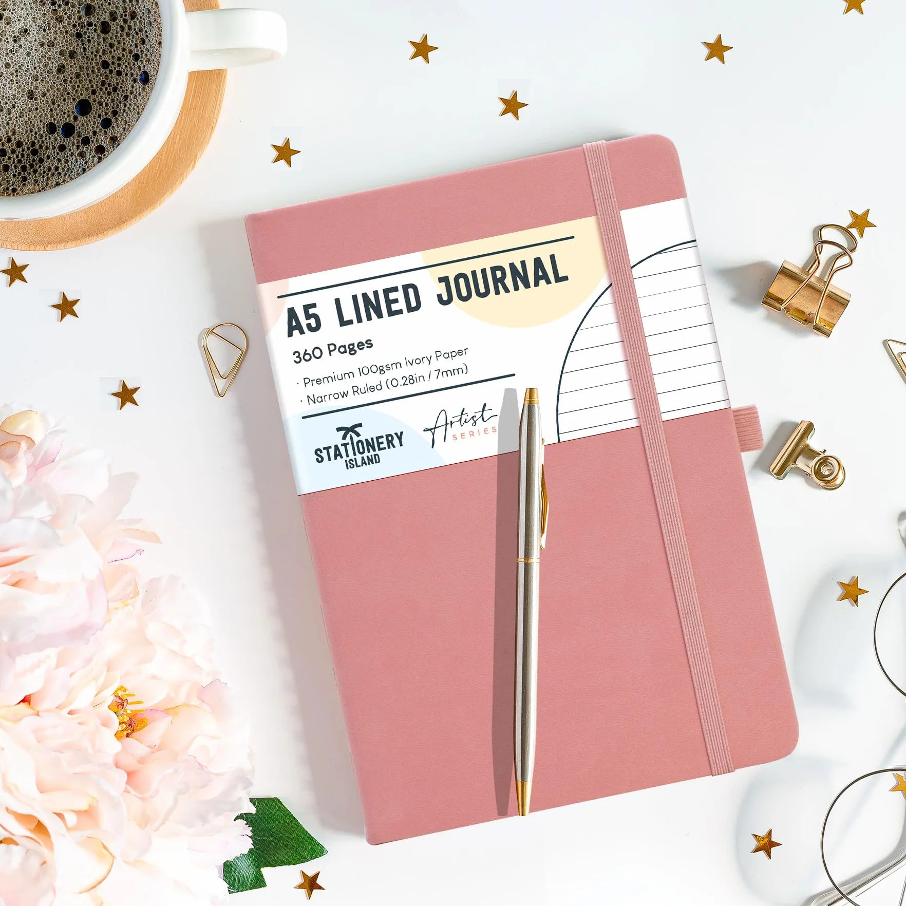 STATIONERY ISLAND A5 Carnet de Notes Ligné Épais 360 Pages Couverture Rigide 100gsm