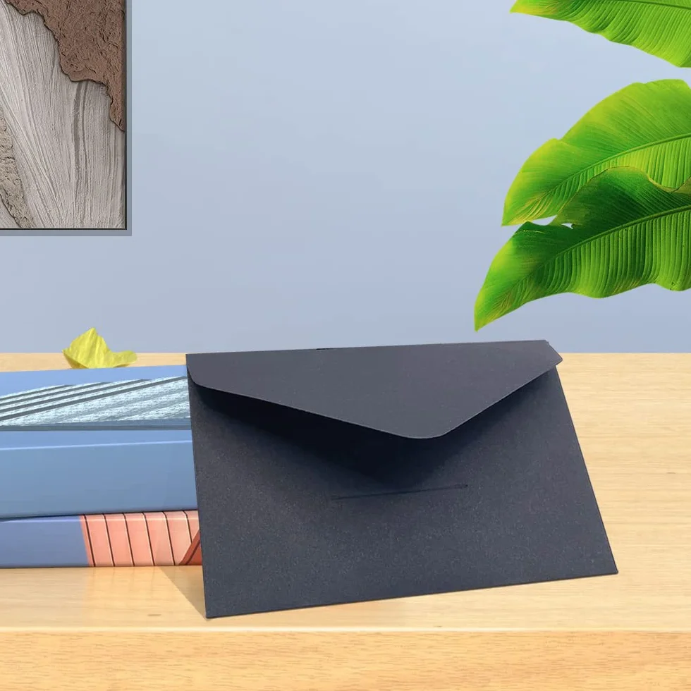 Lot de 80 Enveloppes Mini 10,5x6,8cm Noir Kraft pour Mariage Cartes