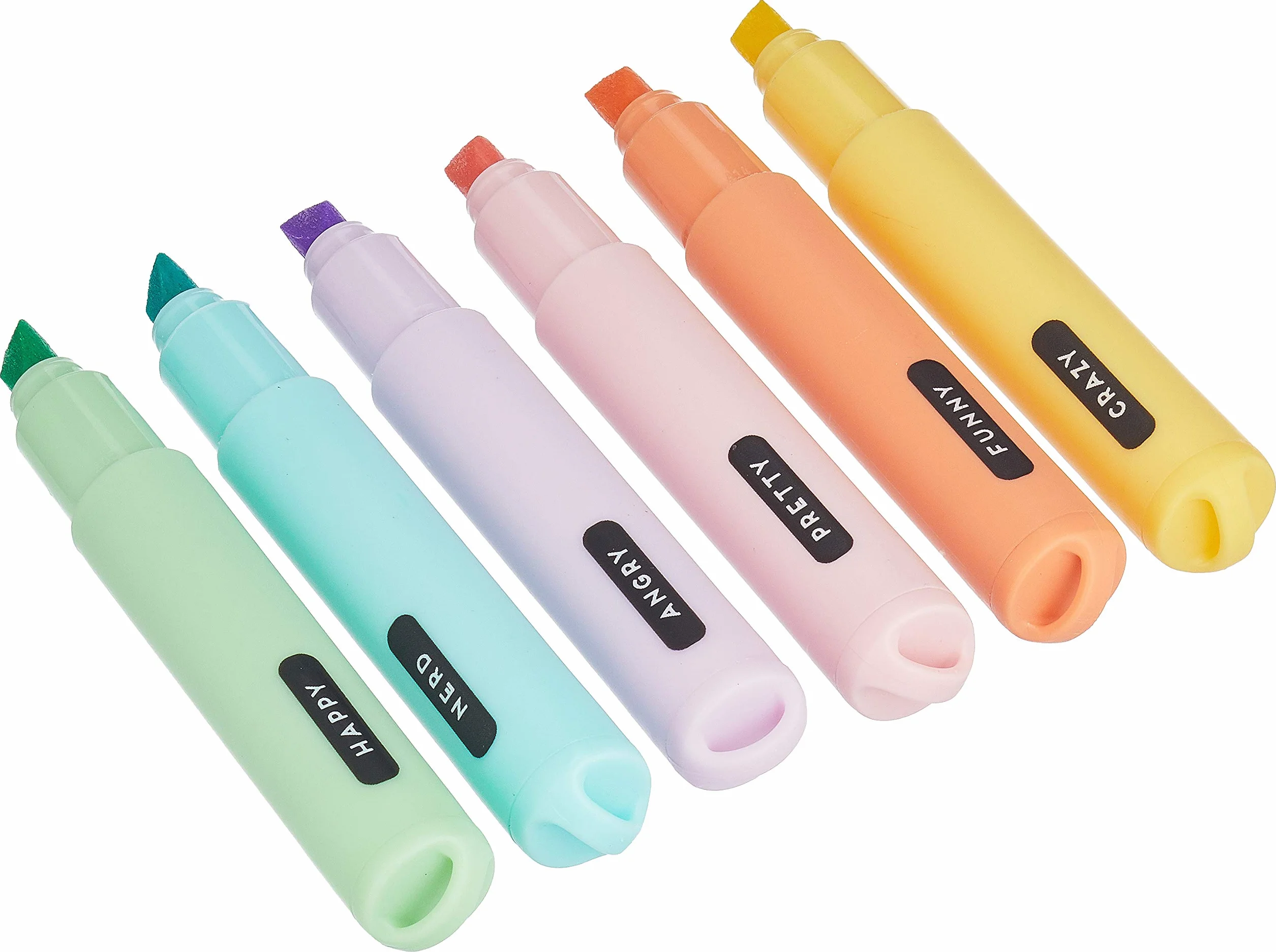 LEGAMI Teddy's Style Set de 6 Mini Surligneurs 1x7,5 cm Jaune Pêche Rose Lilas Bleu Clair Vert Clair