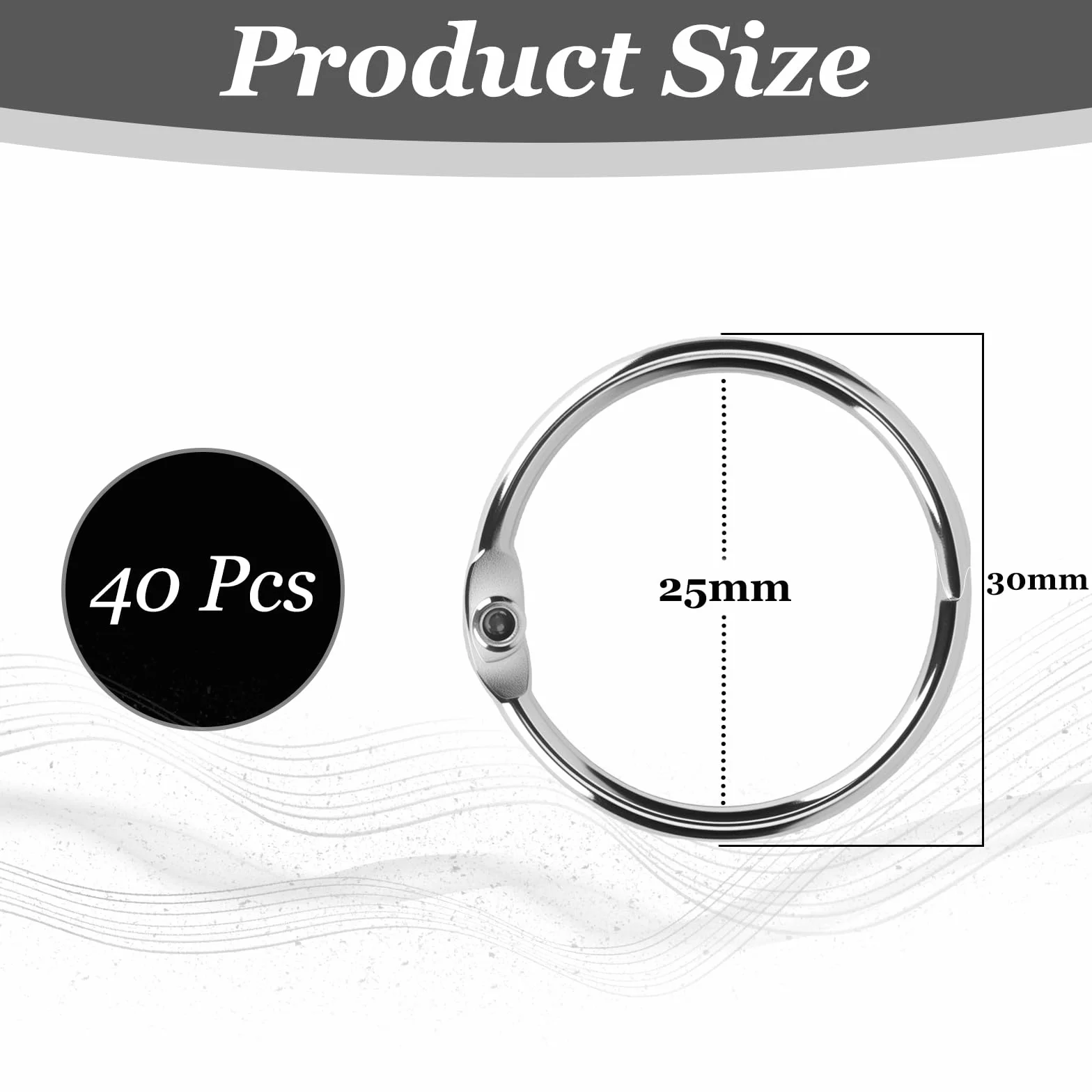 Anneaux de Reliure Métalliques 25mm 40 Pièces pour Livre Classeur Scrapbooking