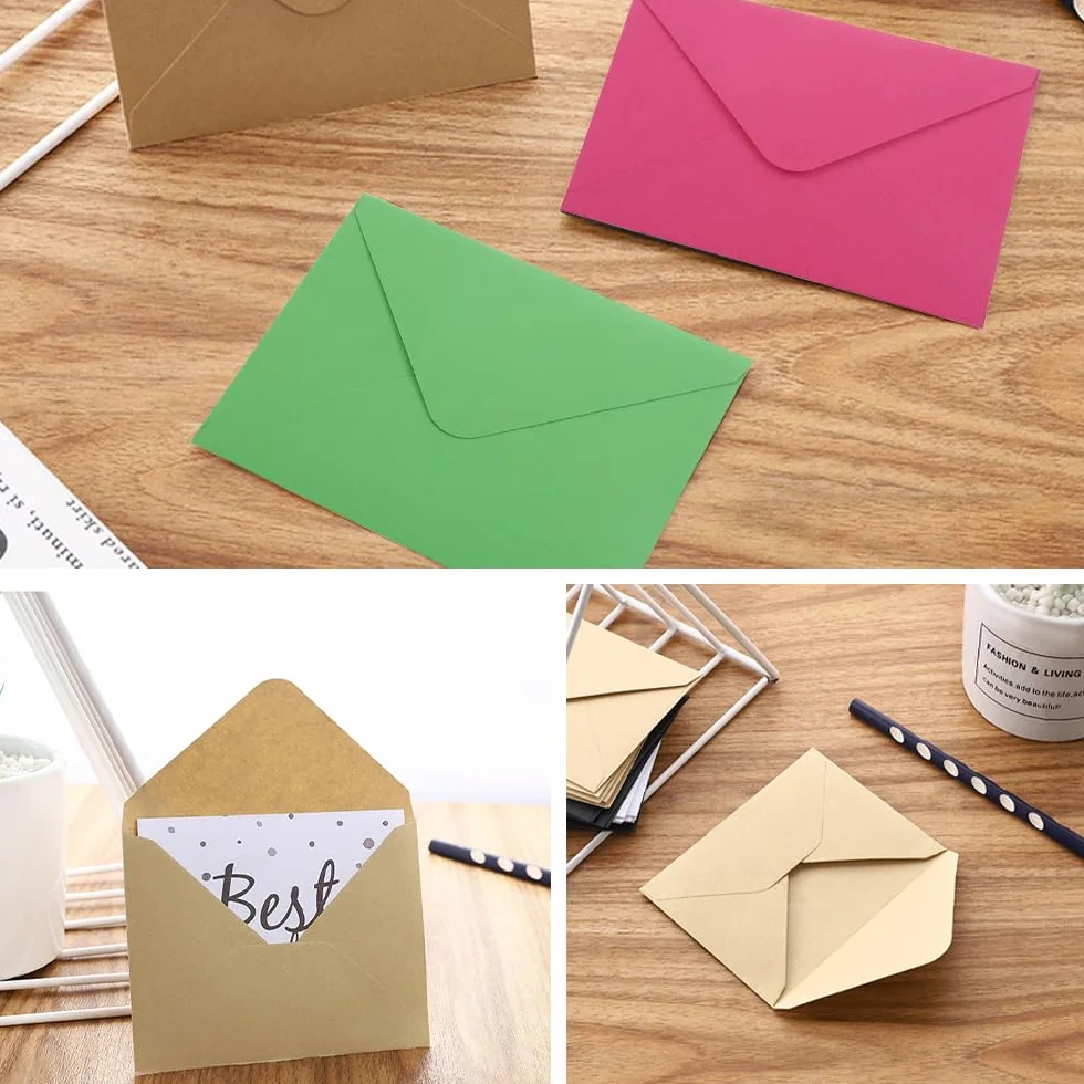 WYAN Mini Enveloppes Lot de 40 15,7x10,7cm Bordeaux Kraft Carrées Mariage Cartes