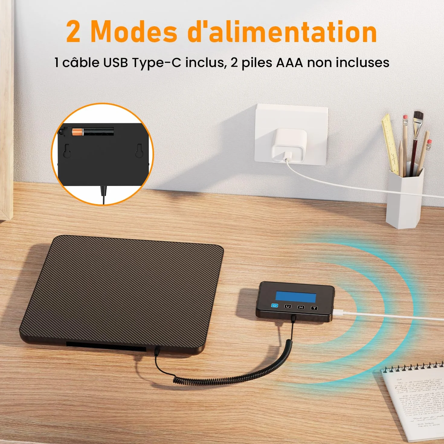 Balance Colis Pese Personne 200kg, Balance Professionnelle de Precision avec Fonction Maintien & Tare, Pese Colis et Bagages avec Écran LCD Mural, Secteur ou Batterie